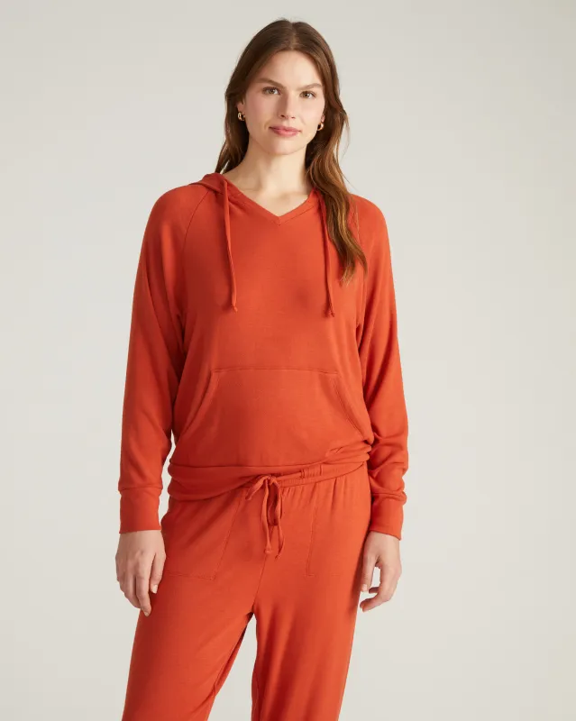 TravelKnit V Neck Hoodie - Warm Russet sold by Universal Standard