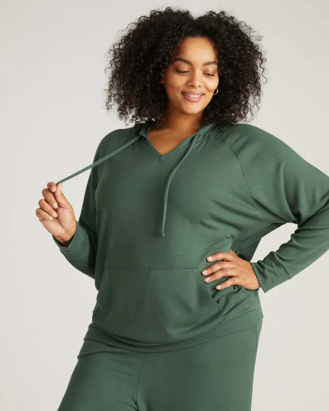 TravelKnit V Neck Hoodie - Conifer sold by Universal Standard