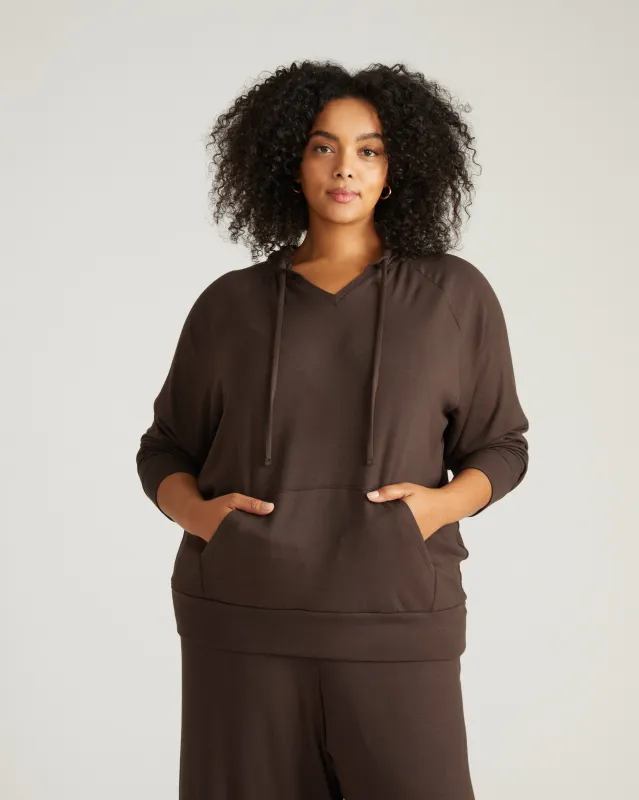 TravelKnit V Neck Hoodie - Espresso sold by Universal Standard