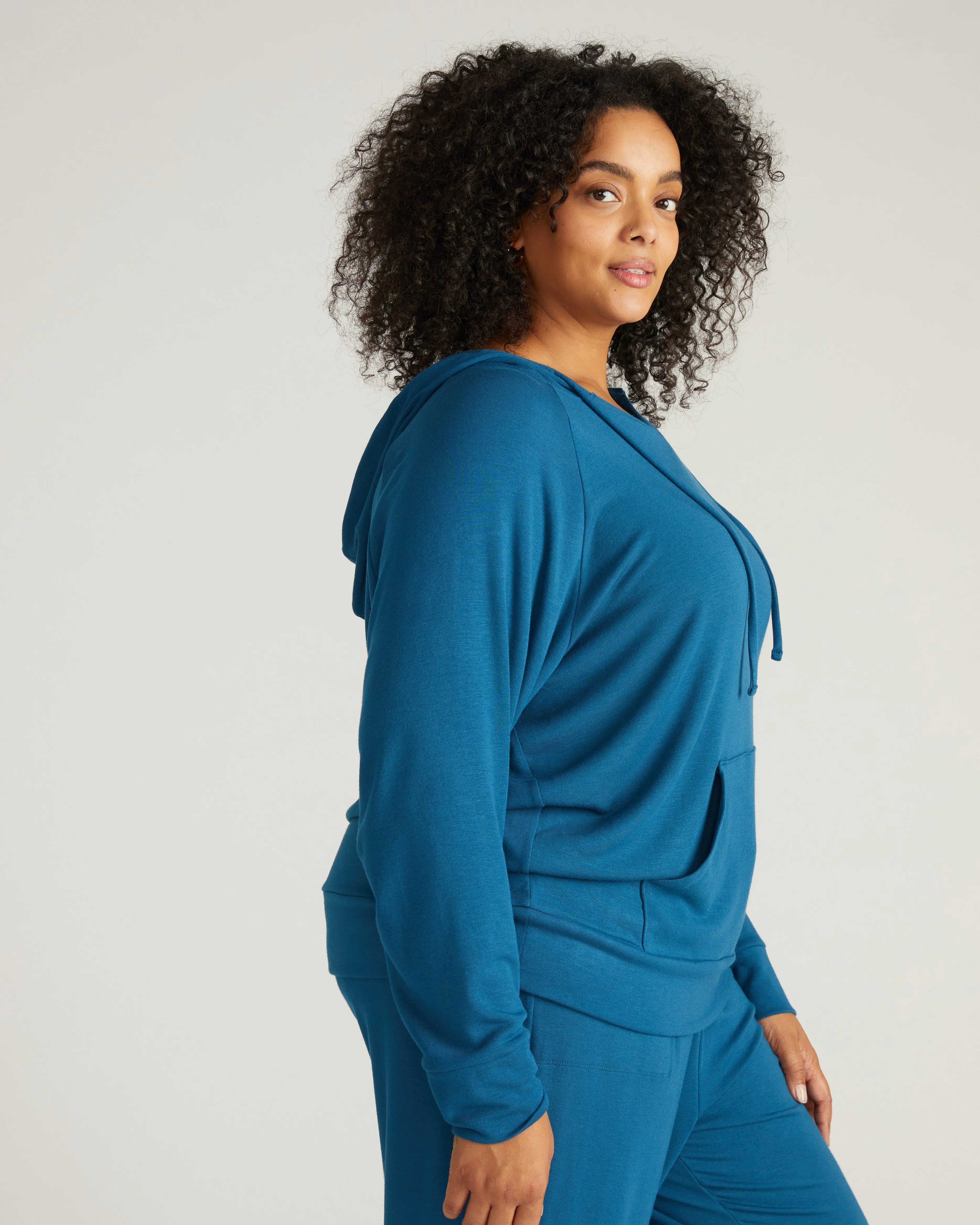 TravelKnit V Neck Hoodie - Blue Teal sold by Universal Standard product image thumbnail 2