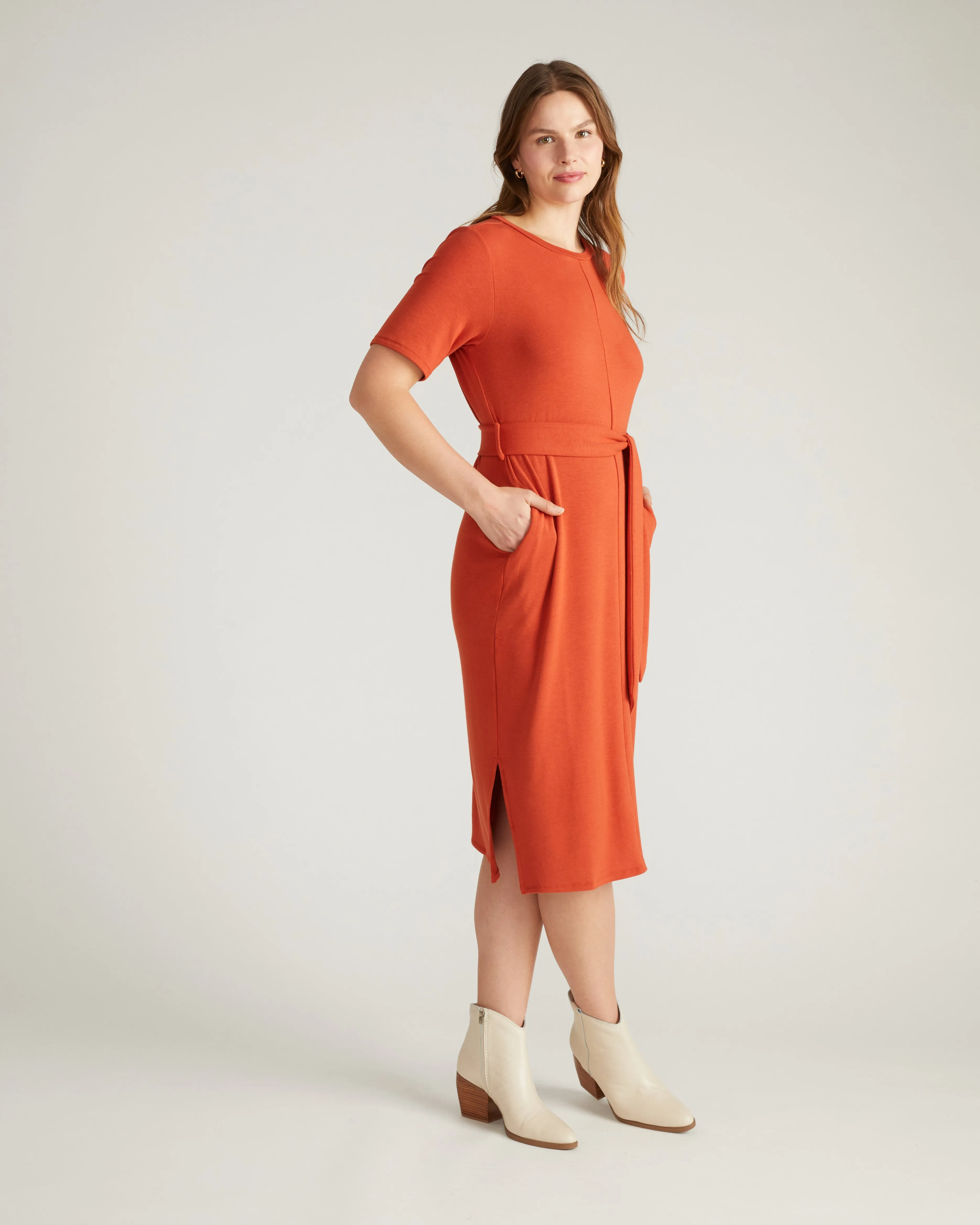 TravelKnit Belted Dress - Warm Russet sold by Universal Standard product image thumbnail 2