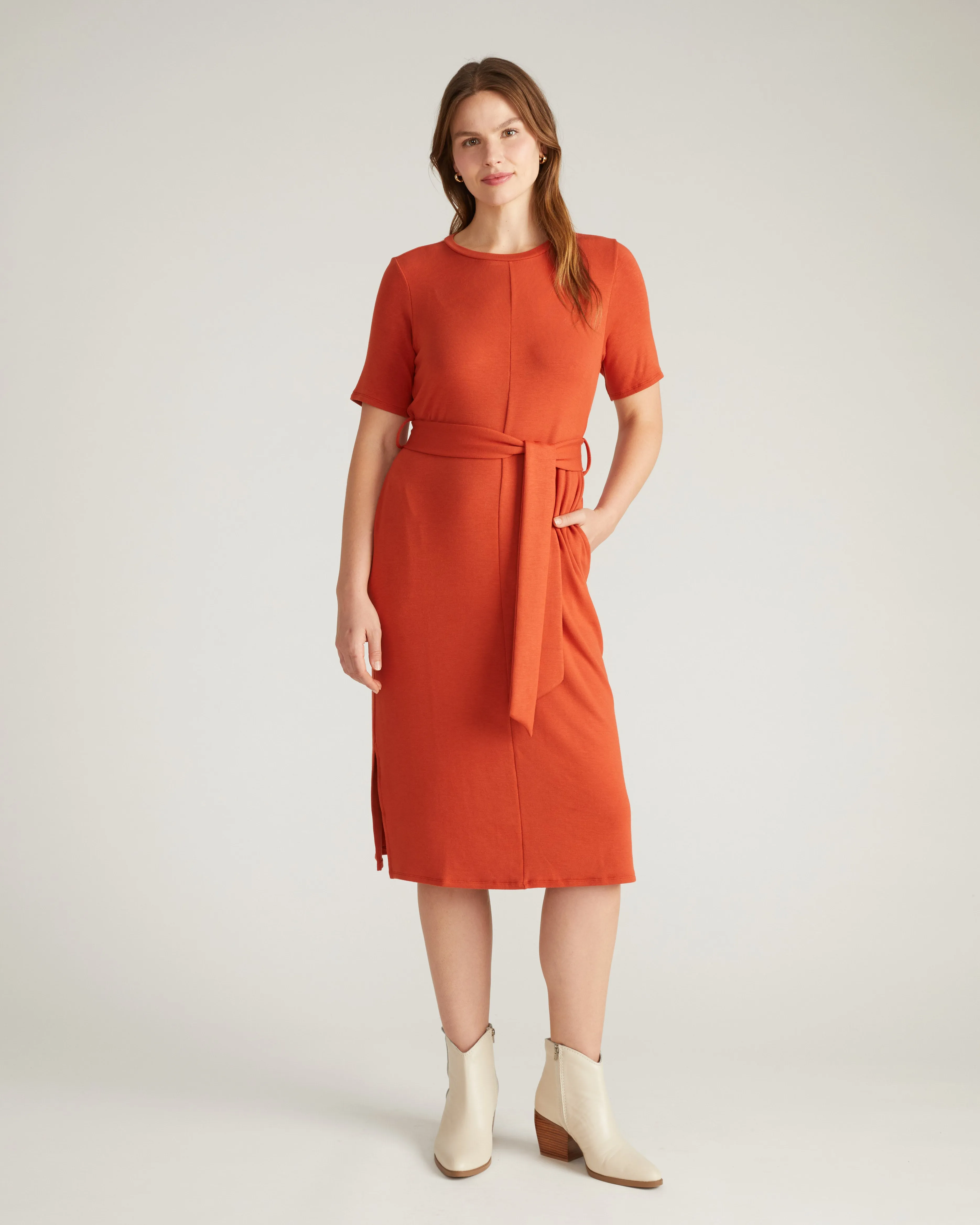 TravelKnit Belted Dress - Warm Russet sold by Universal Standard