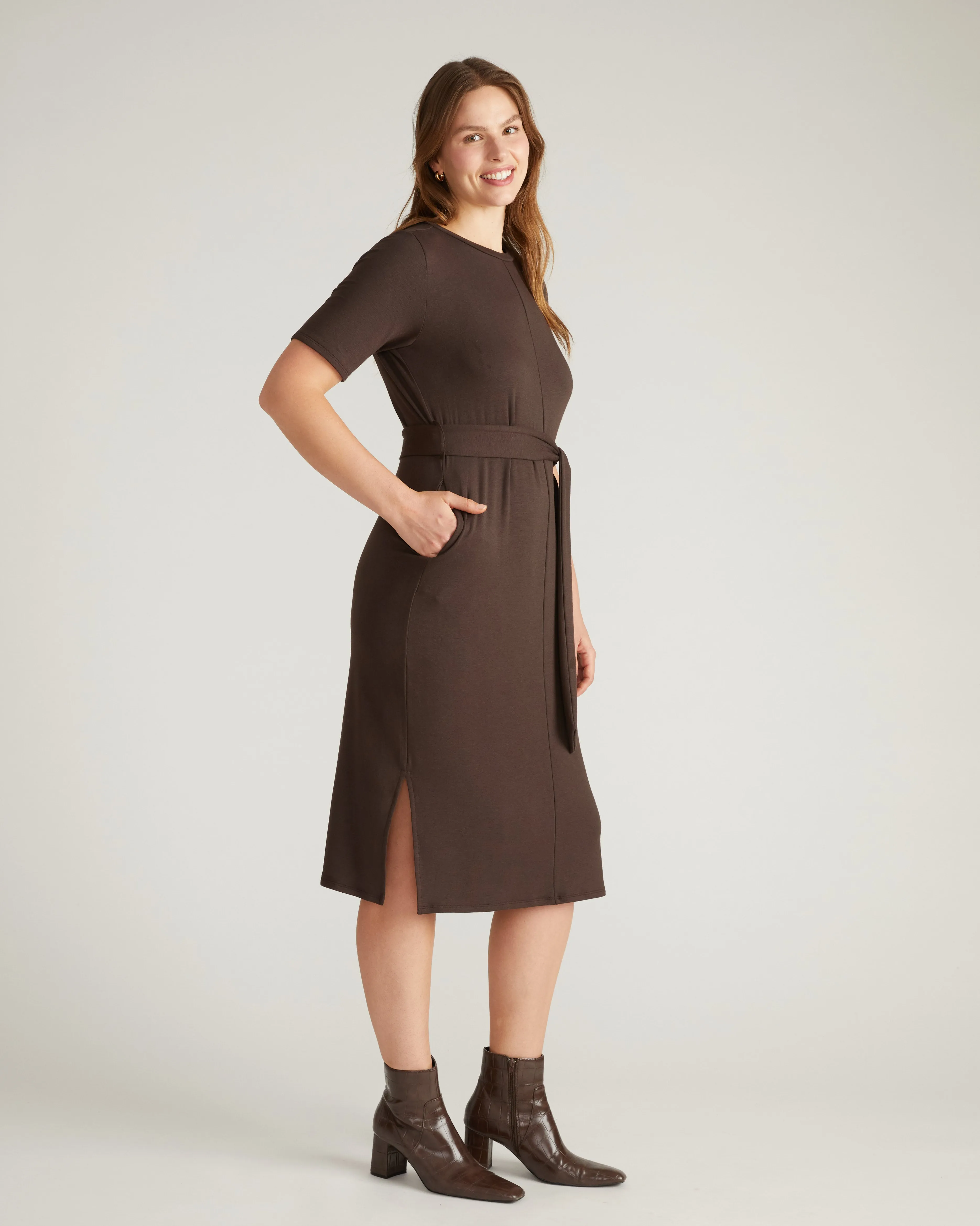 TravelKnit Belted Dress - Espresso sold by Universal Standard product image thumbnail 2