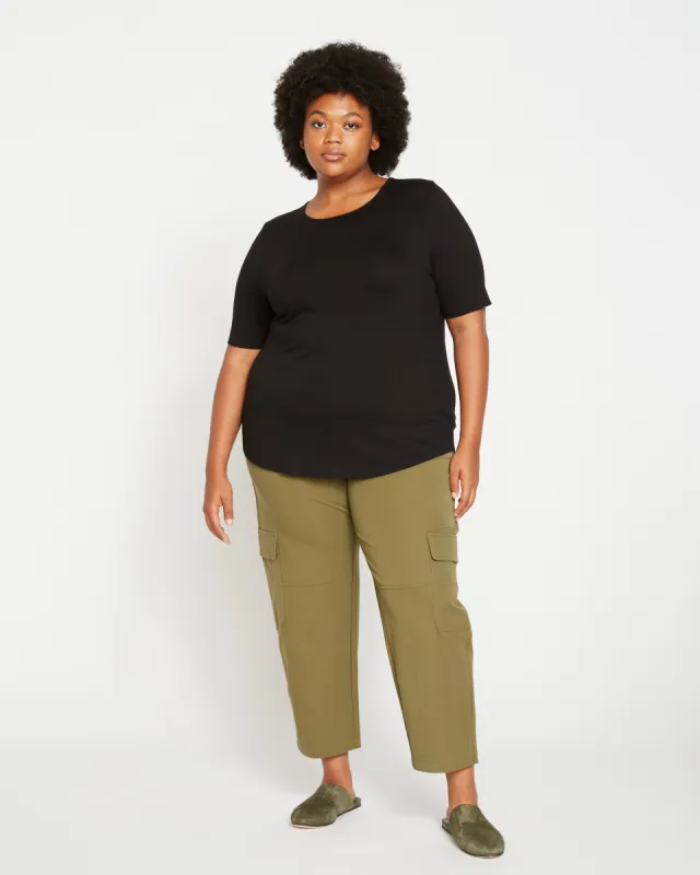 Lily Liquid Jersey Crew Neck Stovepipe Tee - Black sold by Universal Standard