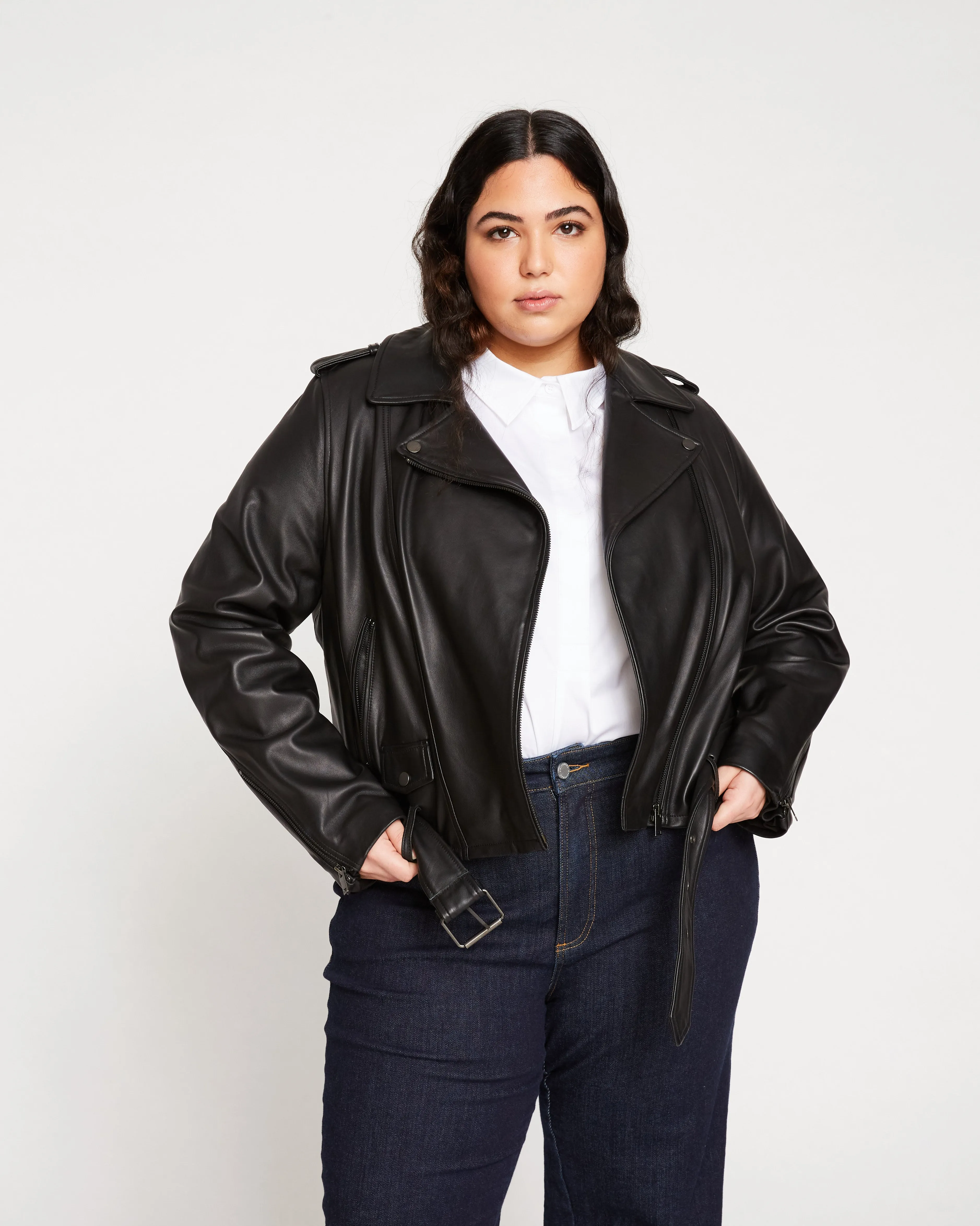 Leeron Leather Moto Jacket - Black sold by Universal Standard product image thumbnail 3