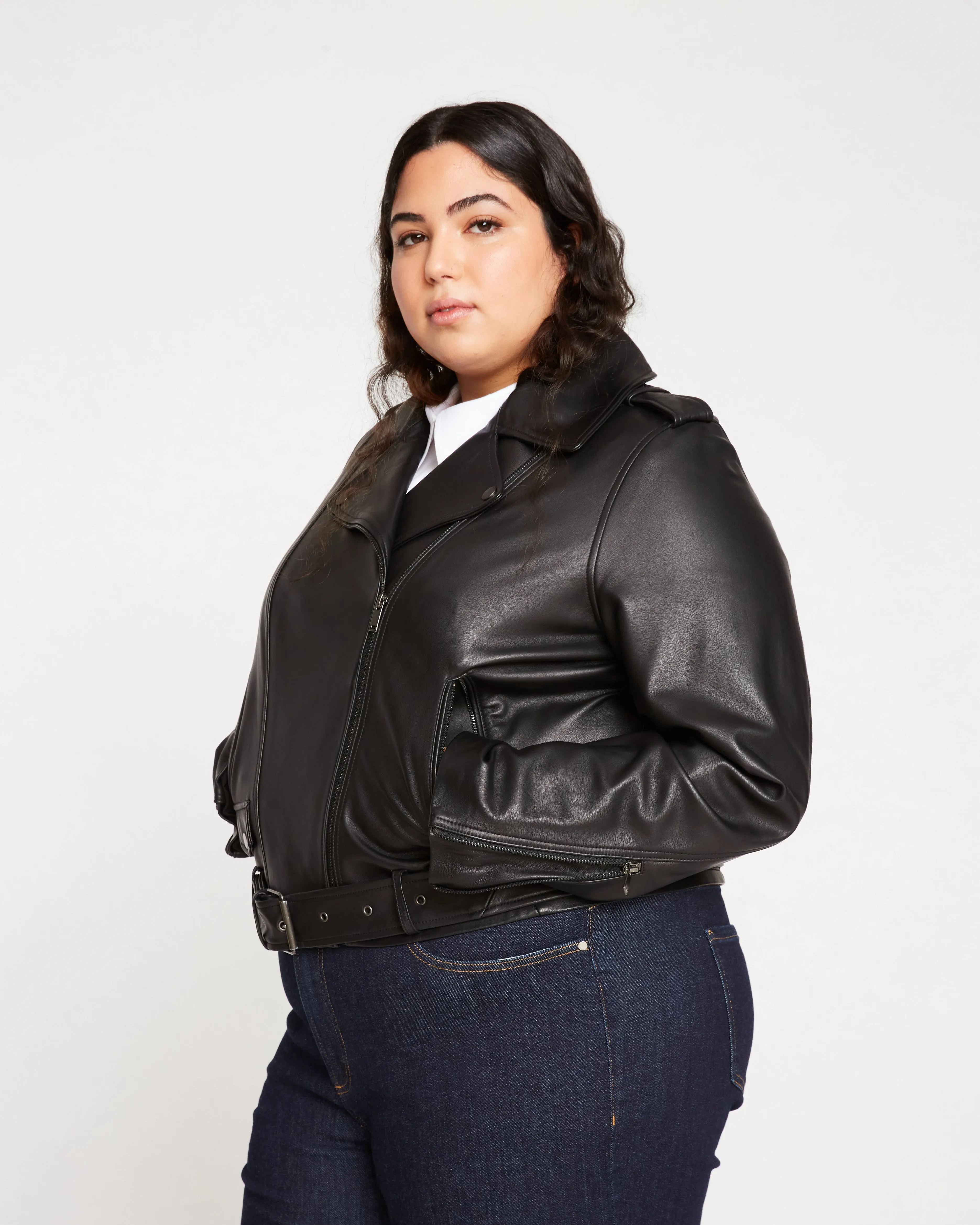 Leeron Leather Moto Jacket - Black sold by Universal Standard product image thumbnail 4