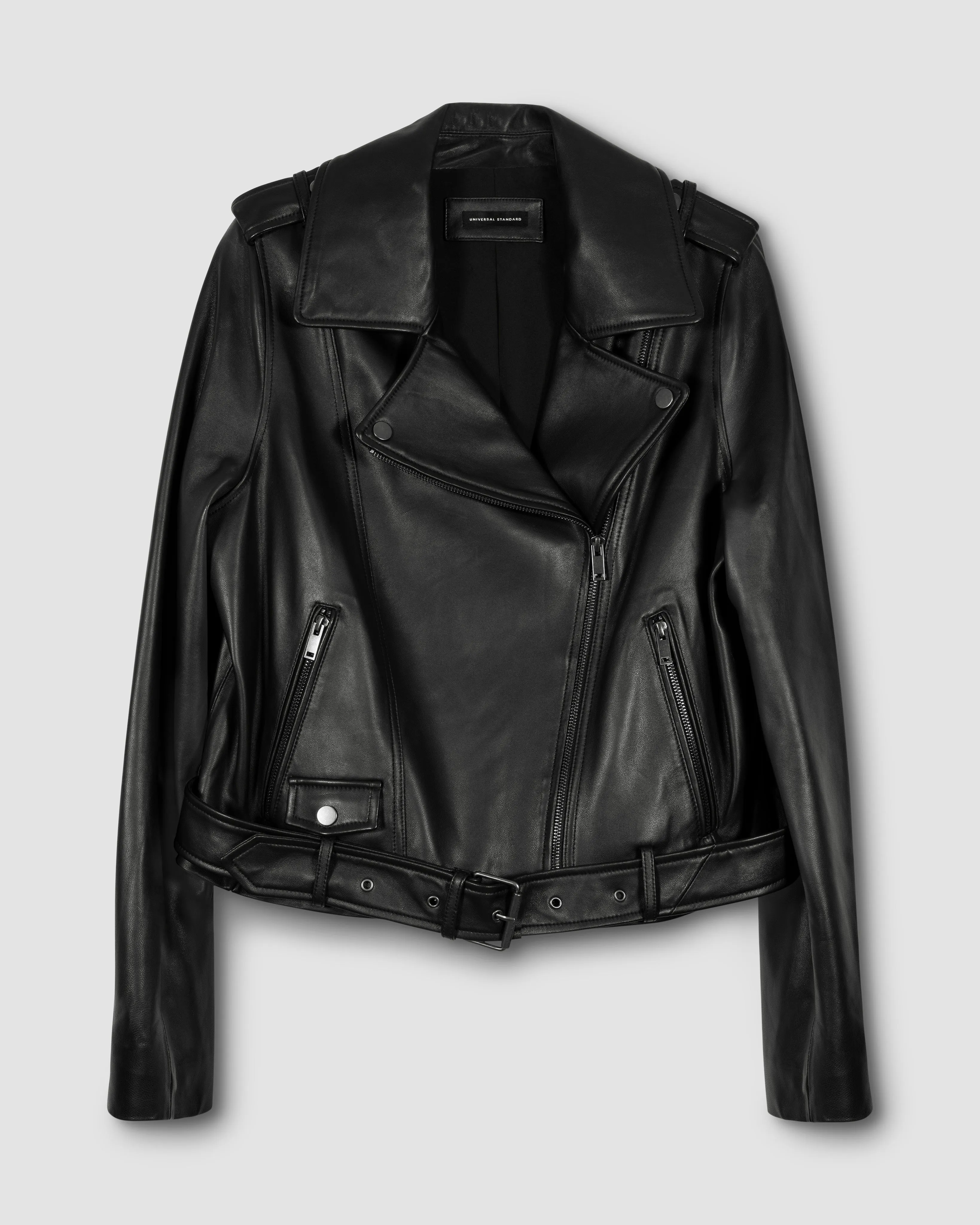 Leeron Leather Moto Jacket - Black sold by Universal Standard