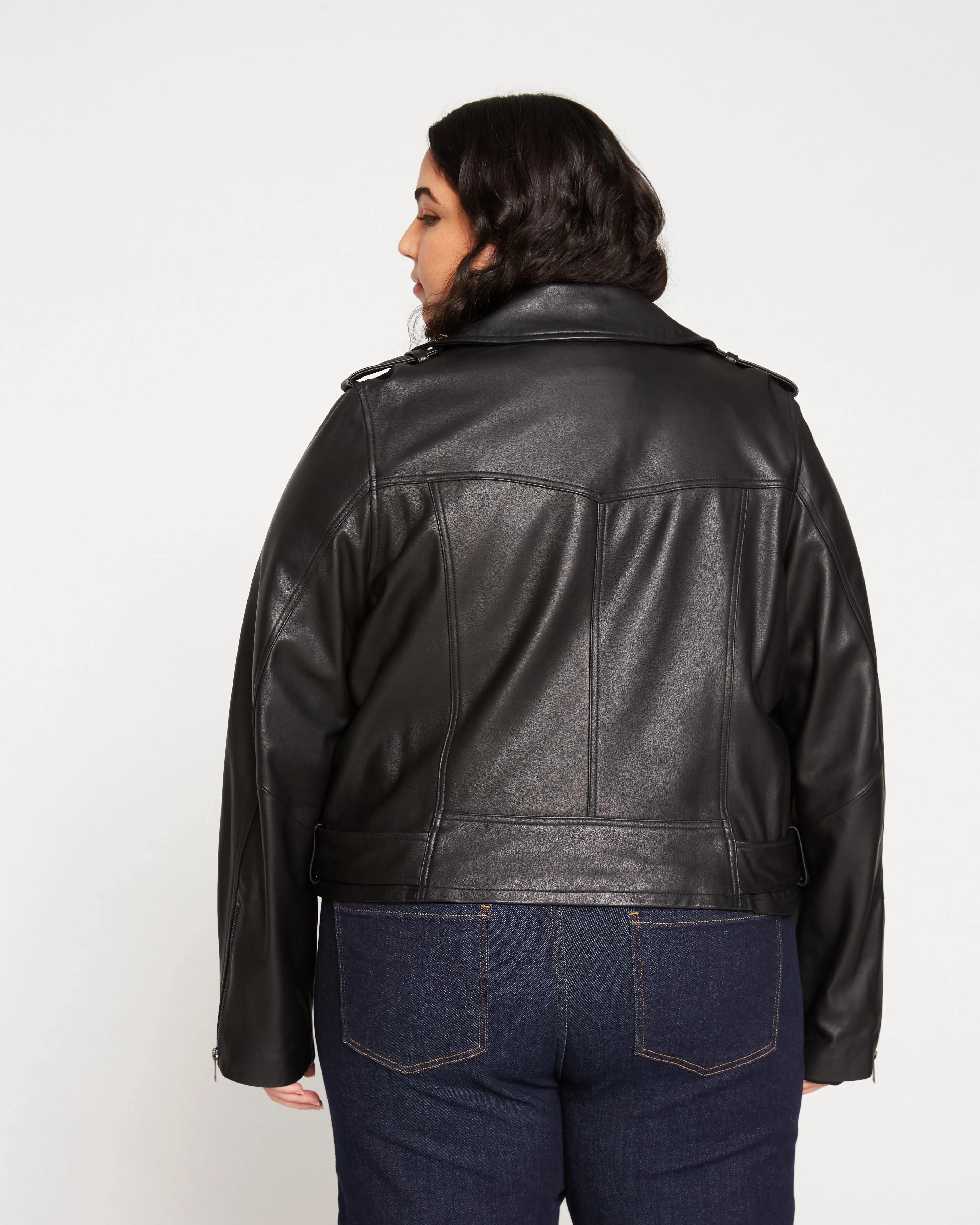Leeron Leather Moto Jacket - Black sold by Universal Standard product image thumbnail 5