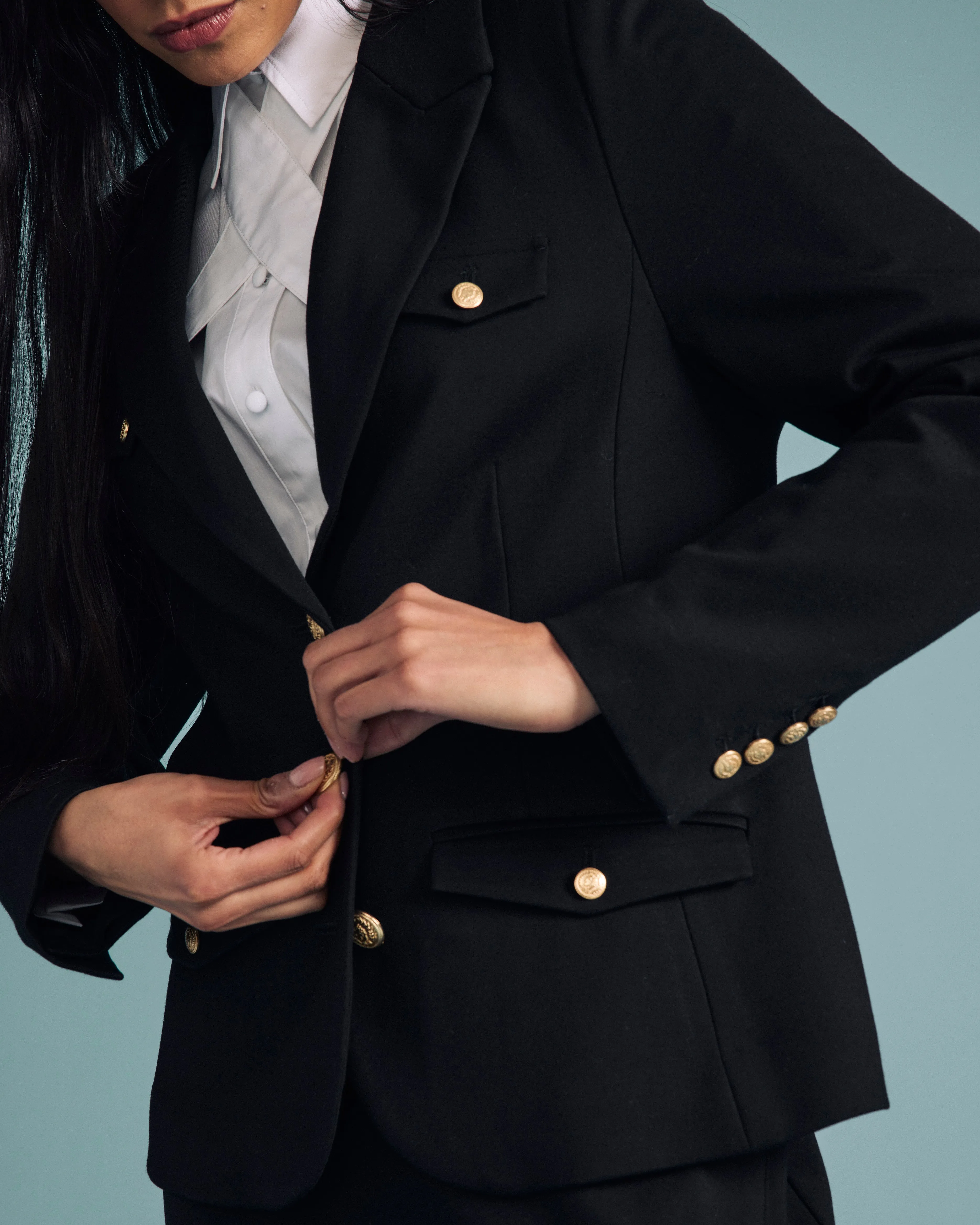 4 Pocket Ponte Blazer - Black with Gold Buttons sold by Universal Standard product image thumbnail 3