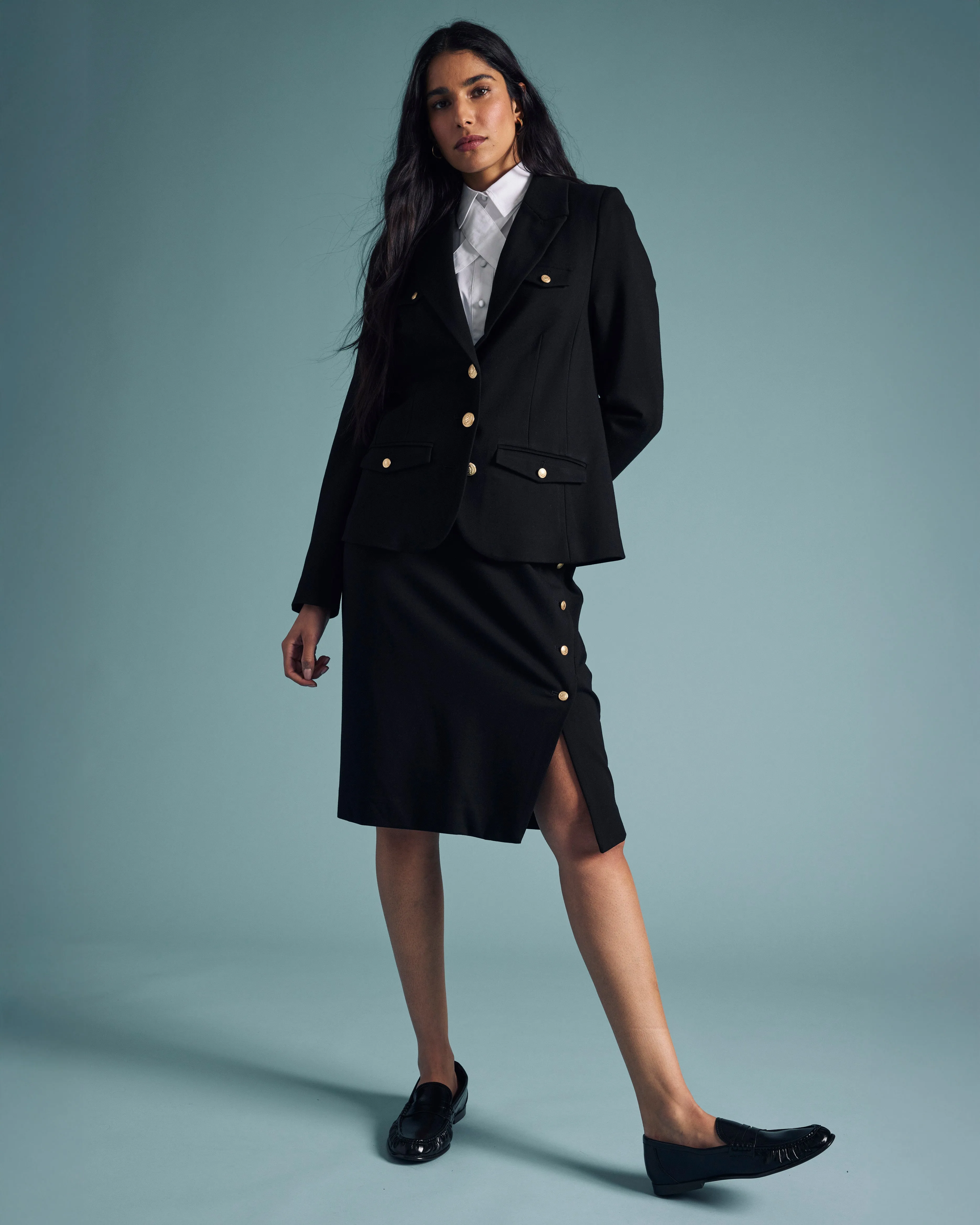 4 Pocket Ponte Blazer - Black with Gold Buttons sold by Universal Standard product image thumbnail 5