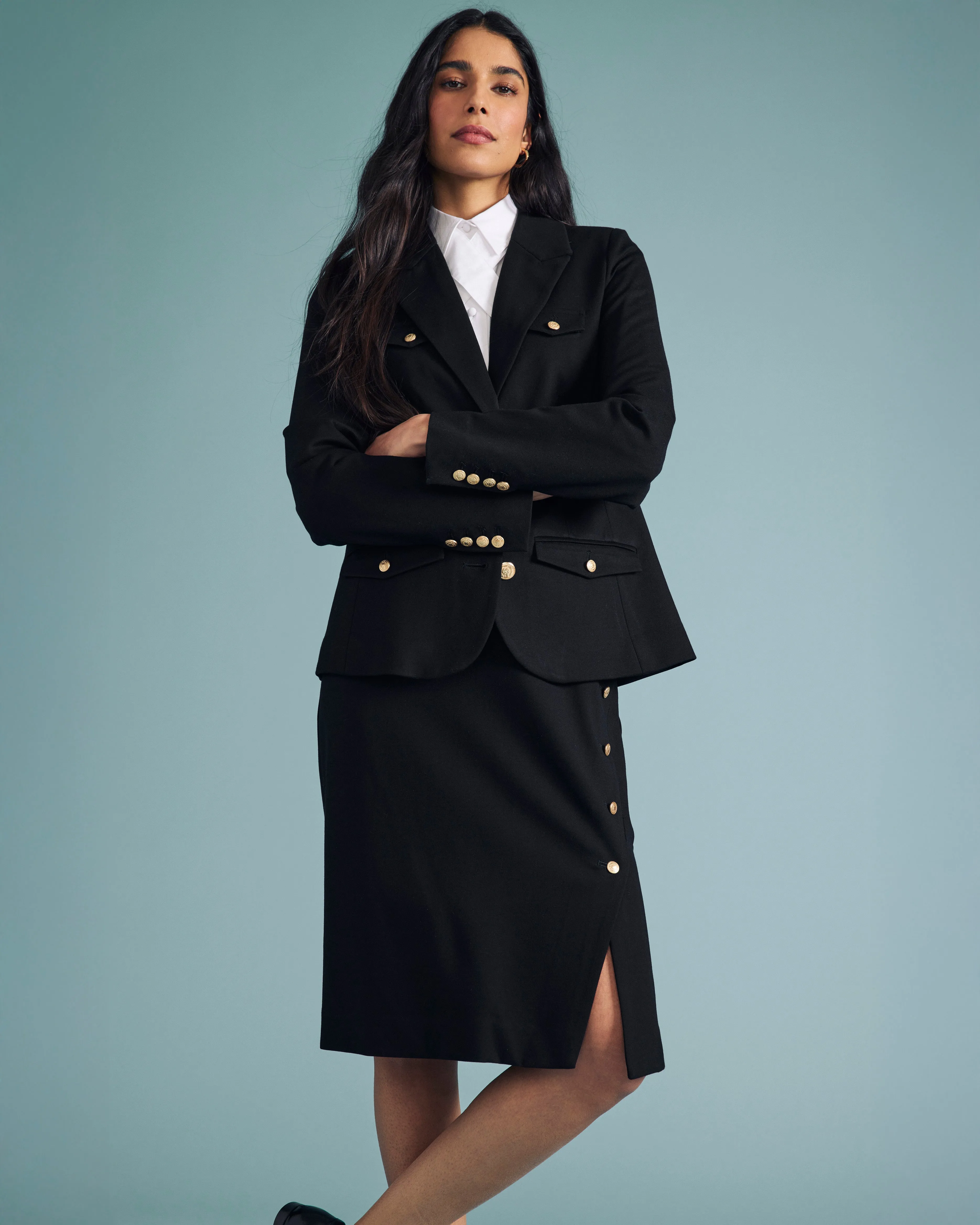4 Pocket Ponte Blazer - Black with Gold Buttons sold by Universal Standard product image thumbnail 4