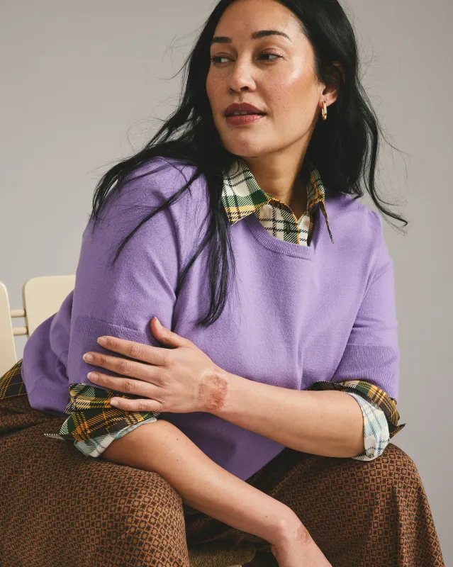 Savvy Fine Knit Sweater Top - Purple Posey made by Universal Standard