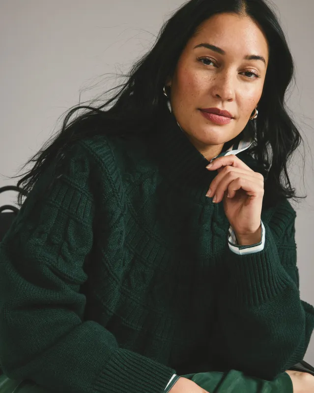Safiya Cable Knit Sweater - Forest Green sold by Universal Standard