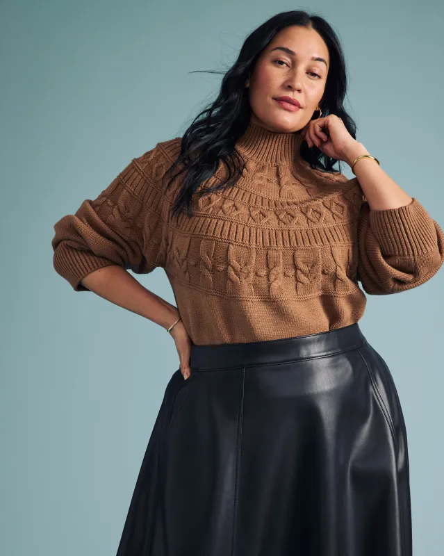 Safiya Cable Knit Sweater - Classic Camel sold by Universal Standard