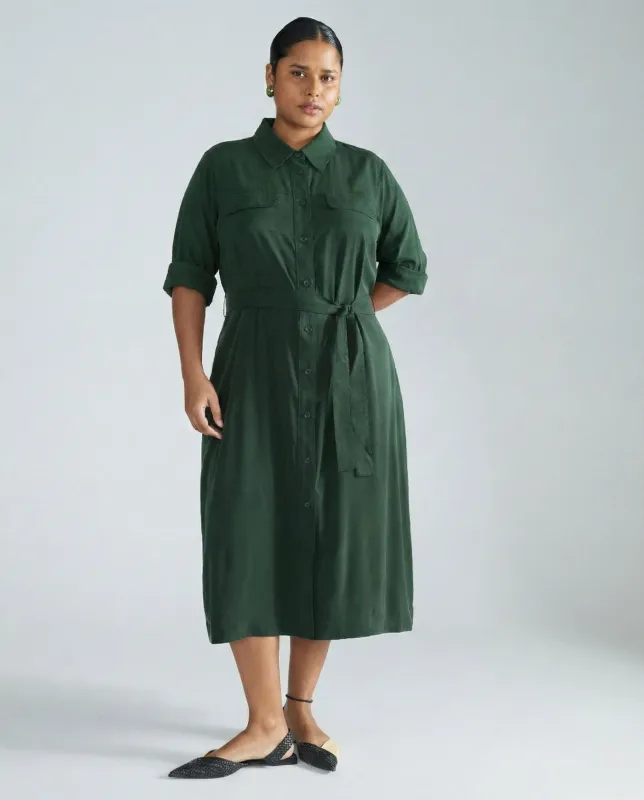 Cooling Stretch Cupro Savannah Dress - Forest Green sold by Universal Standard