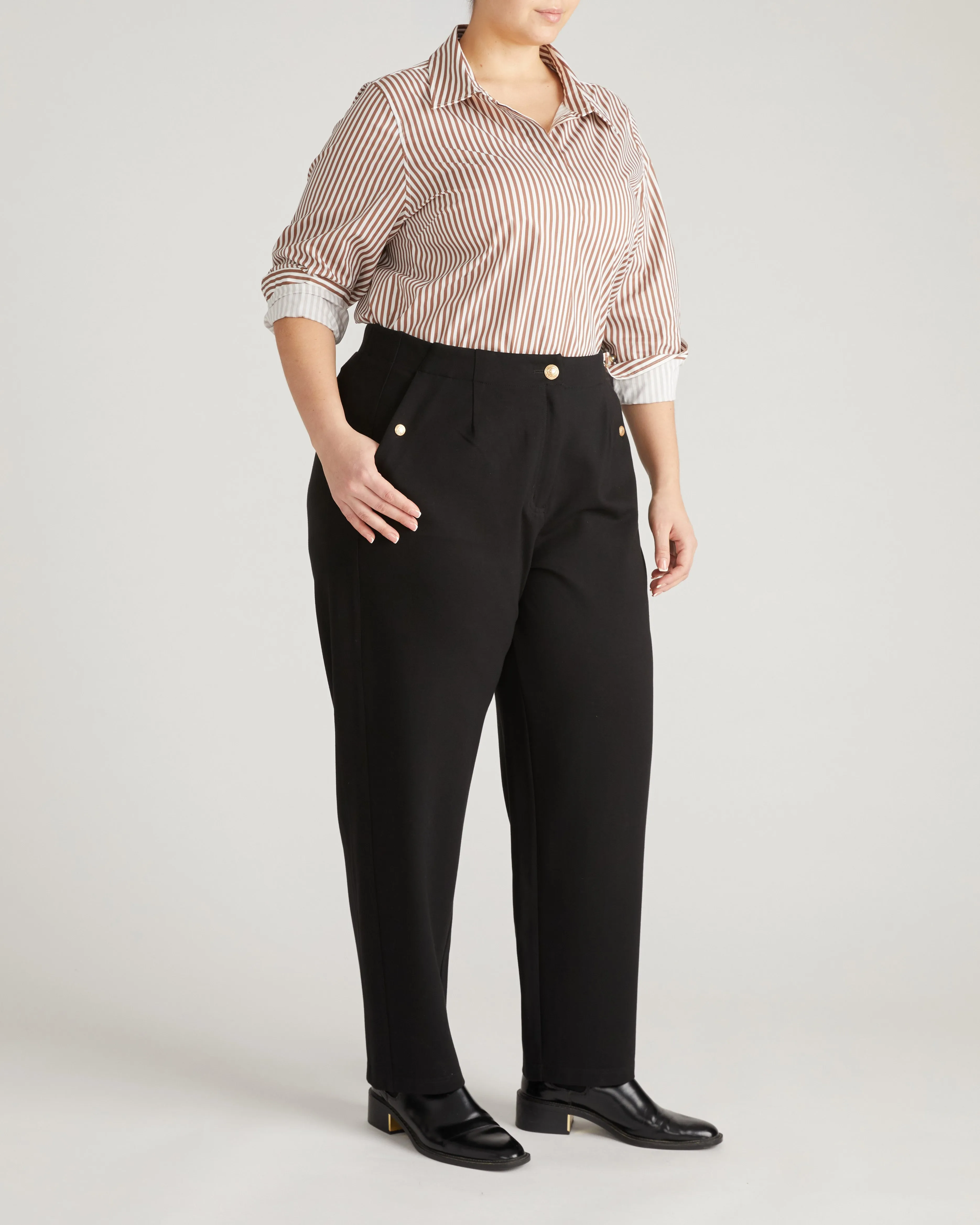 Audrey Tailored Ponte Pants - Black with Gold Buttons sold by Universal Standard product image thumbnail 5