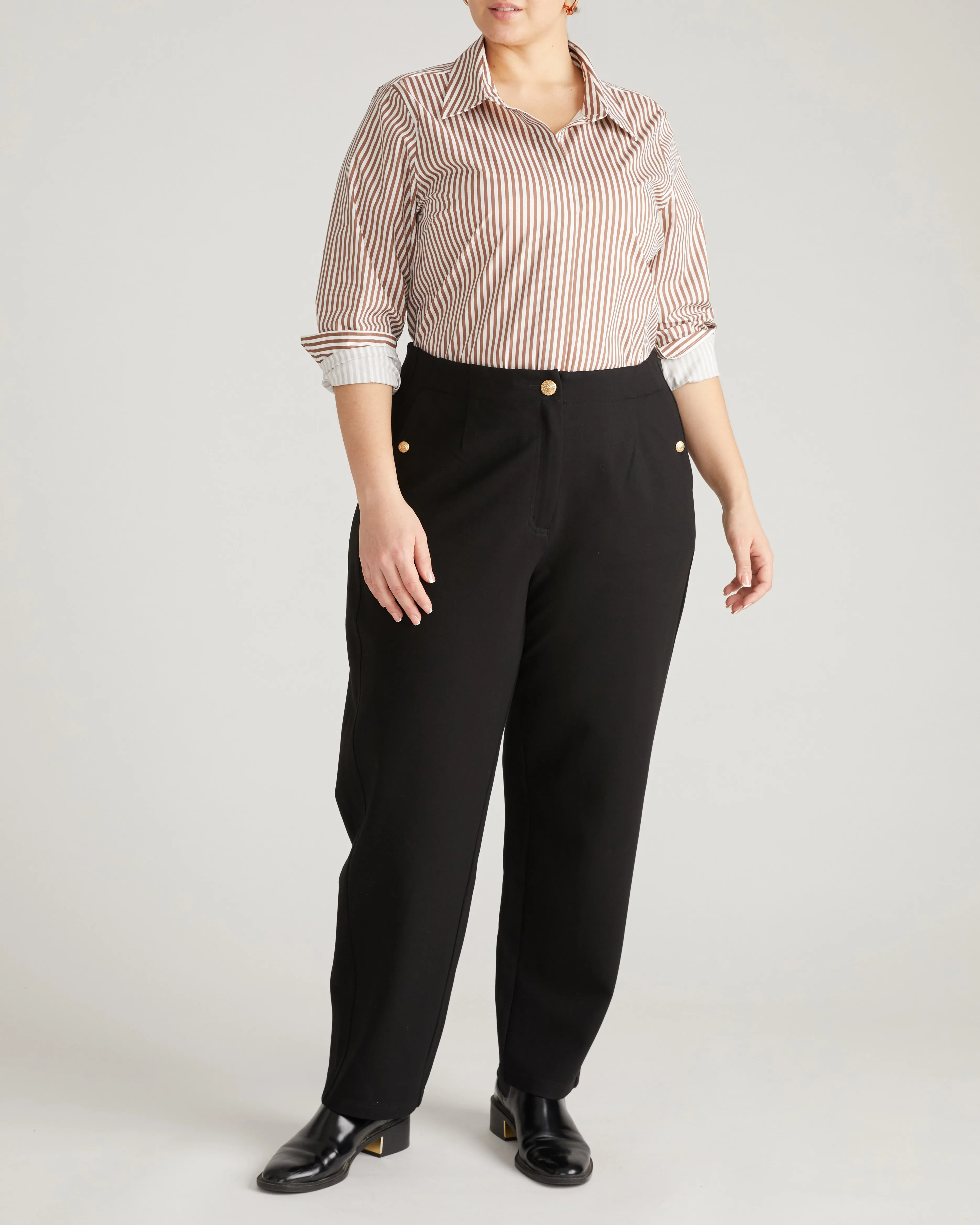 Audrey Tailored Ponte Pants - Black with Gold Buttons sold by Universal Standard product image thumbnail 4