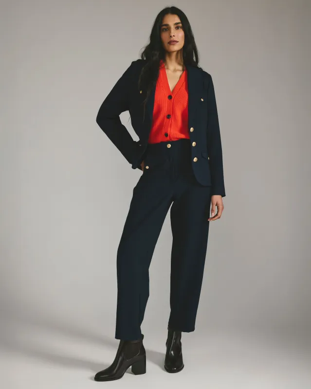 Audrey Tailored Ponte Pants - Navy with Gold Buttons sold by Universal Standard