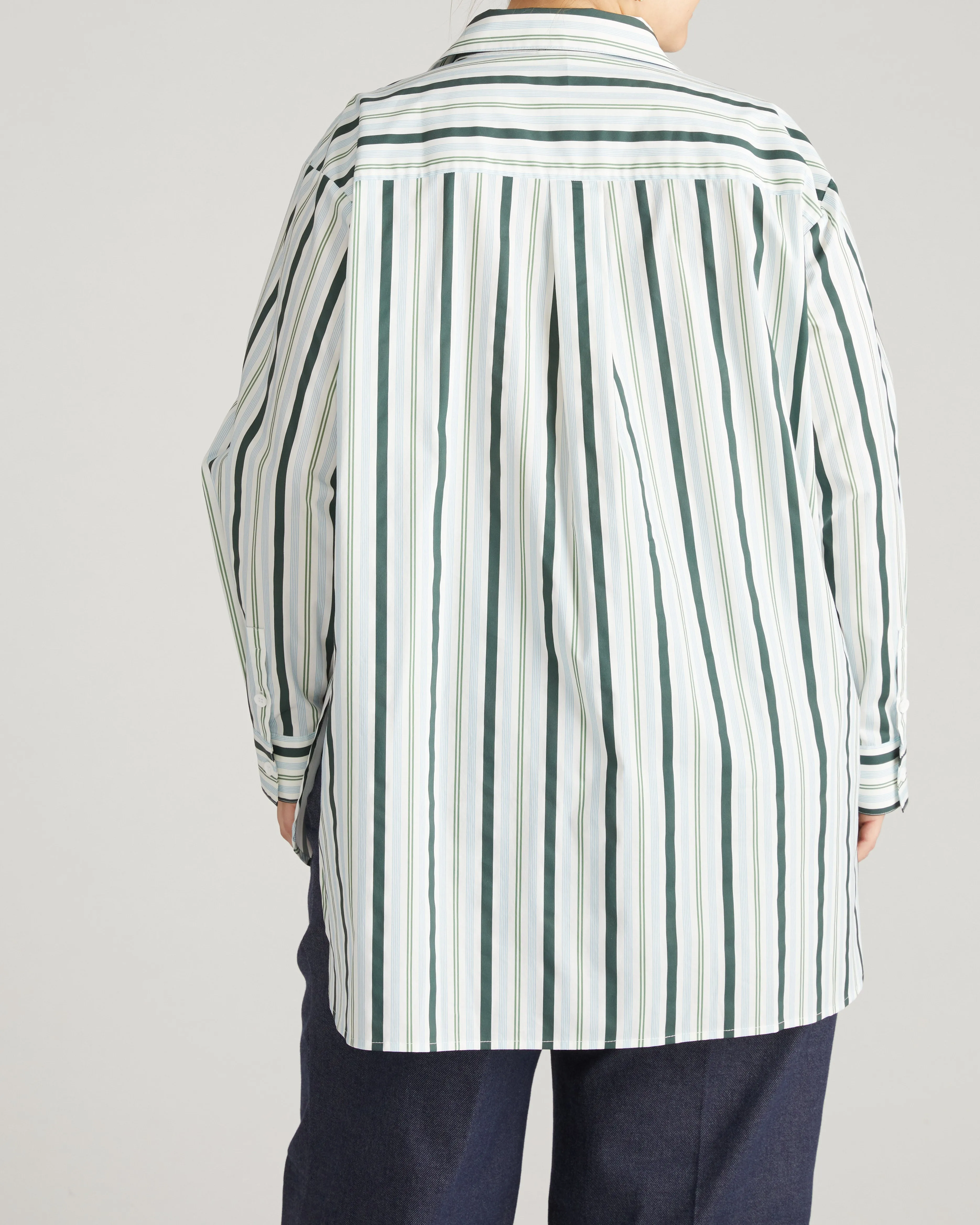 The Artist Poplin Shirt - Forest Green Multi Stripe sold by Universal Standard product image thumbnail 4