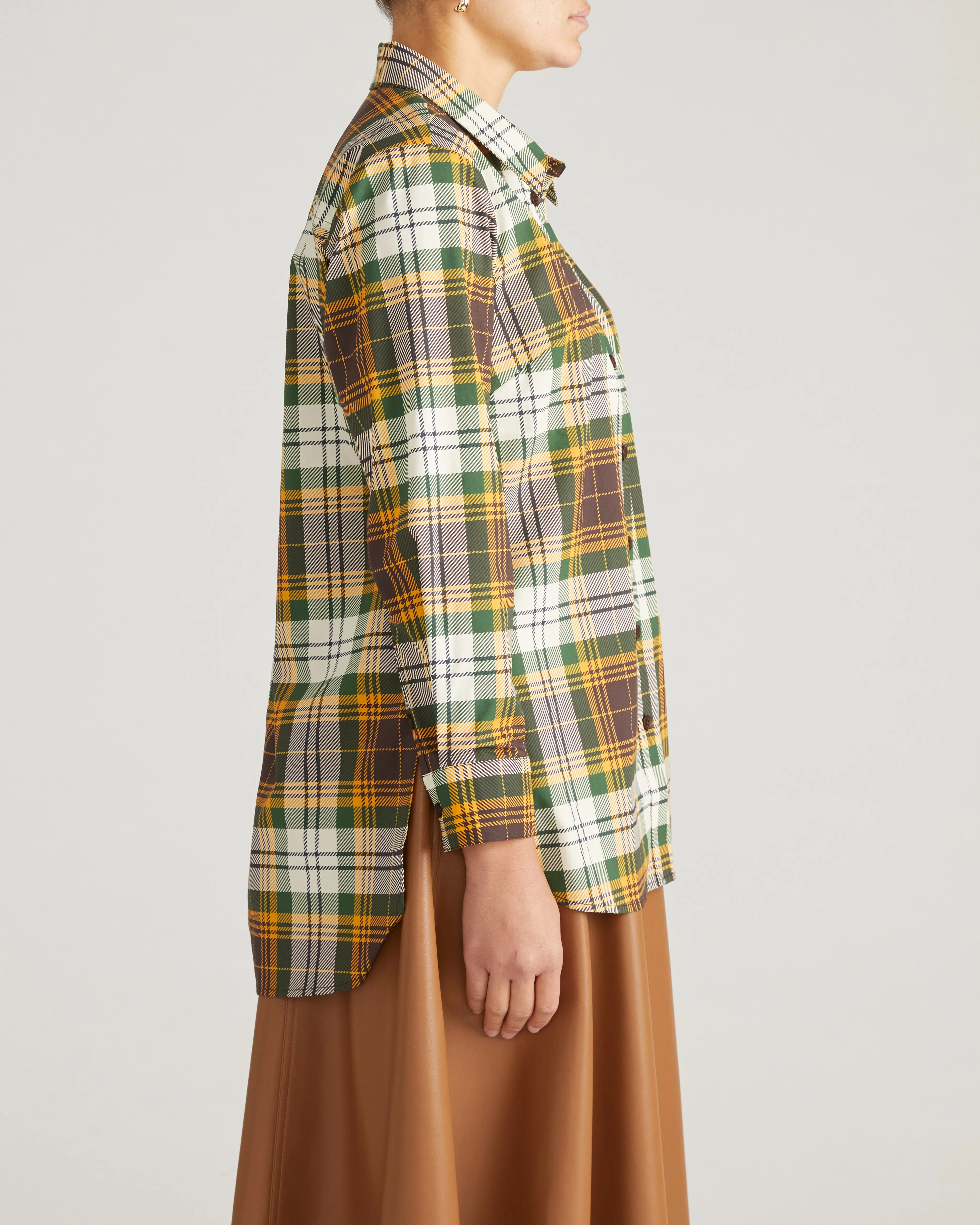 The Artist Poplin Shirt - Brown Plaid sold by Universal Standard product image thumbnail 3