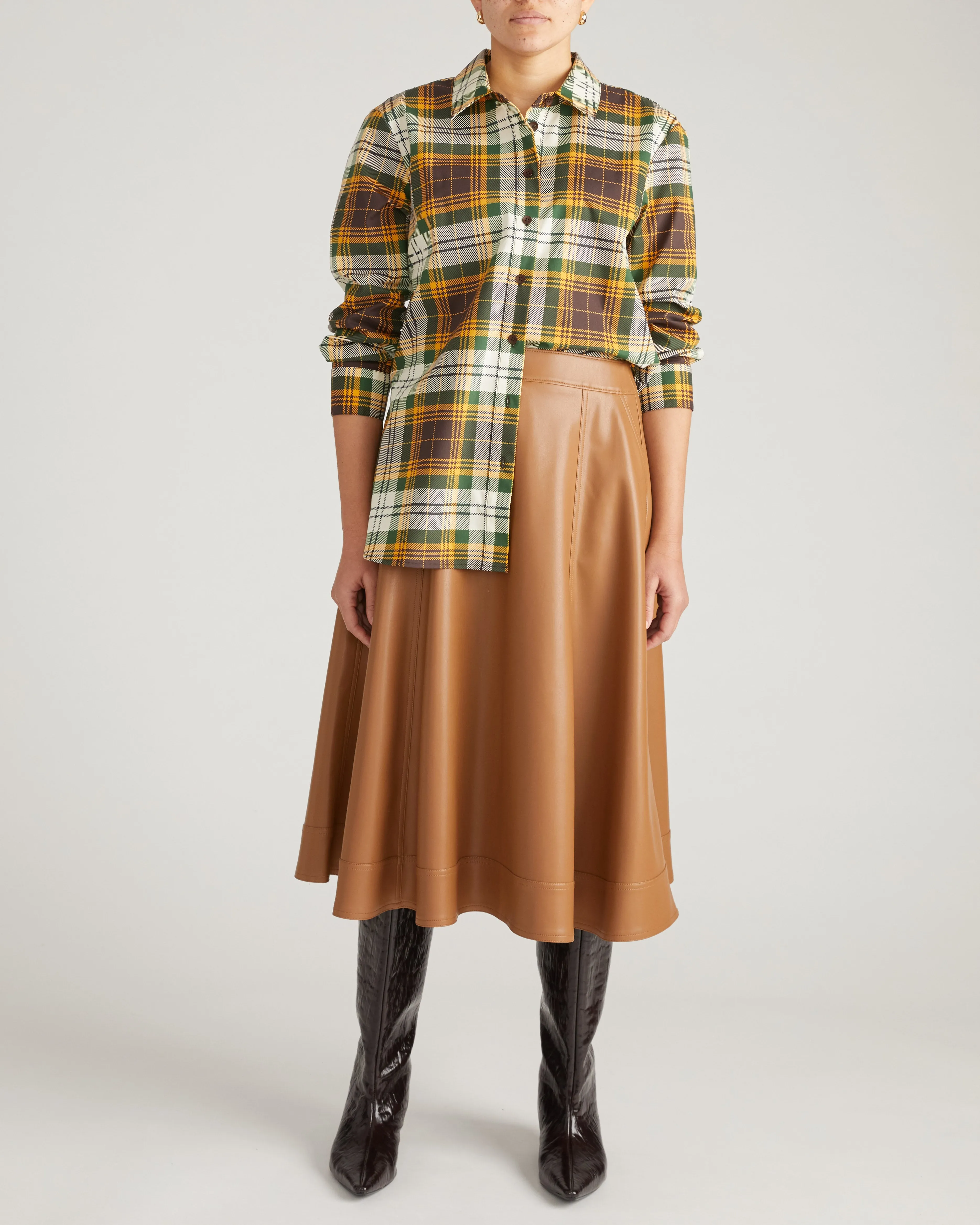 The Artist Poplin Shirt - Brown Plaid sold by Universal Standard product image thumbnail 2