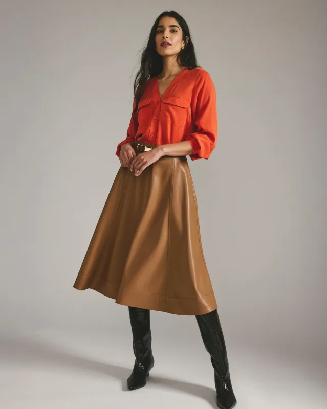 Charlotte Faux Leather Skirt - Classic Camel sold by Universal Standard