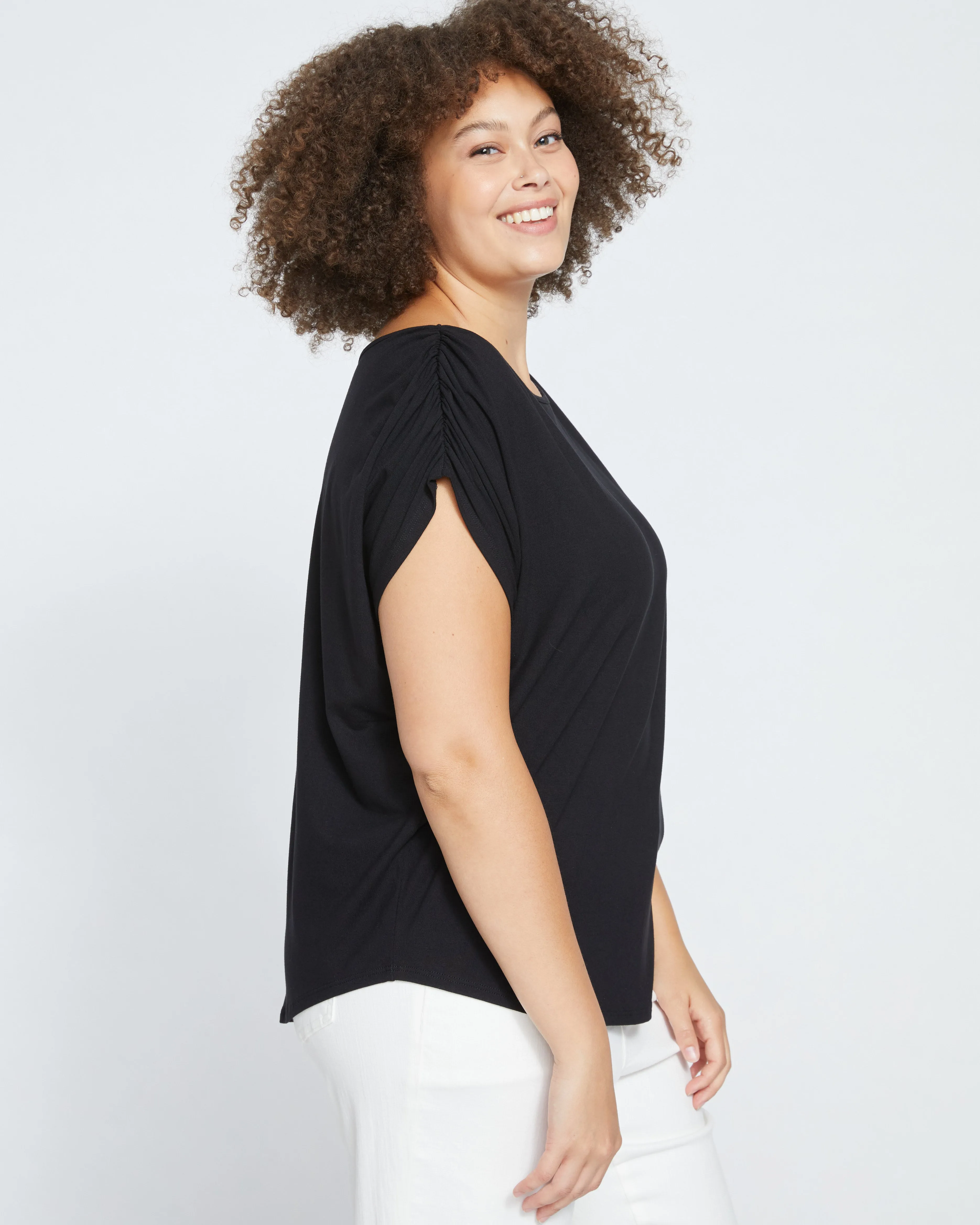 Helena Divine Jersey Gathered Tee - Black sold by Universal Standard product image thumbnail 3