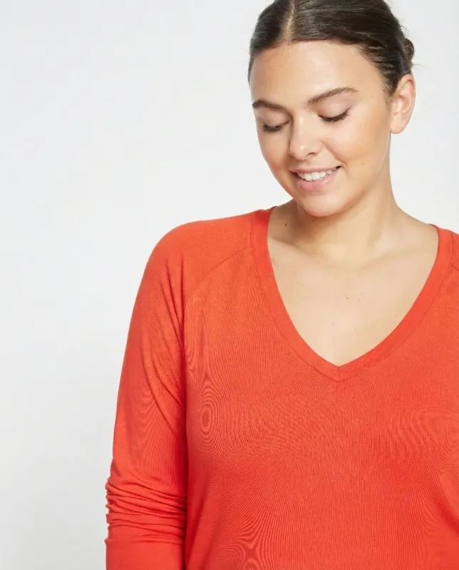 Long Sleeve V Rex - Orange Flame sold by Universal Standard