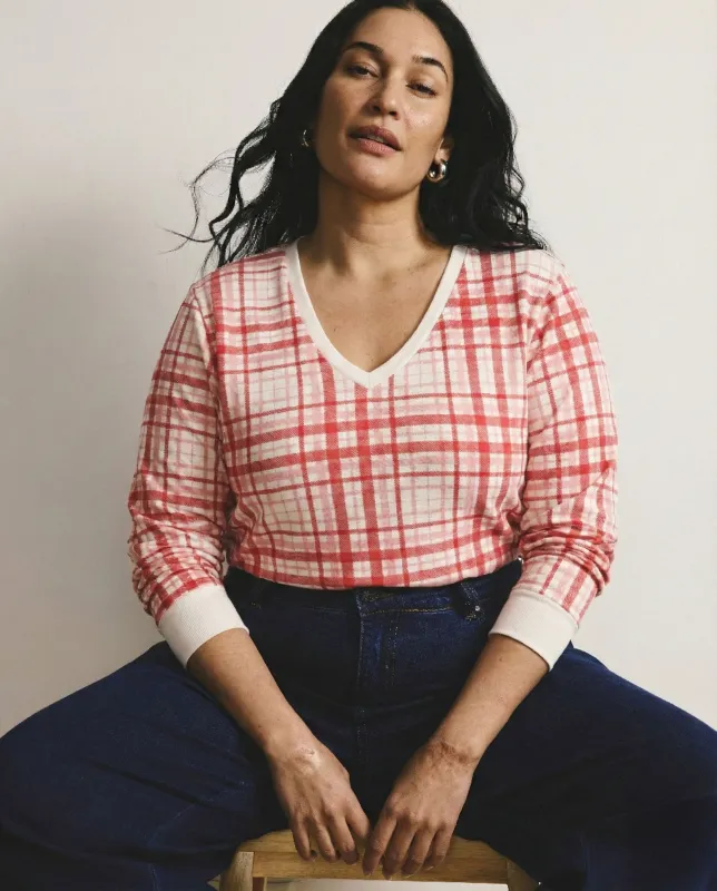 Long Sleeve V Rex - Red Plaid Print sold by Universal Standard