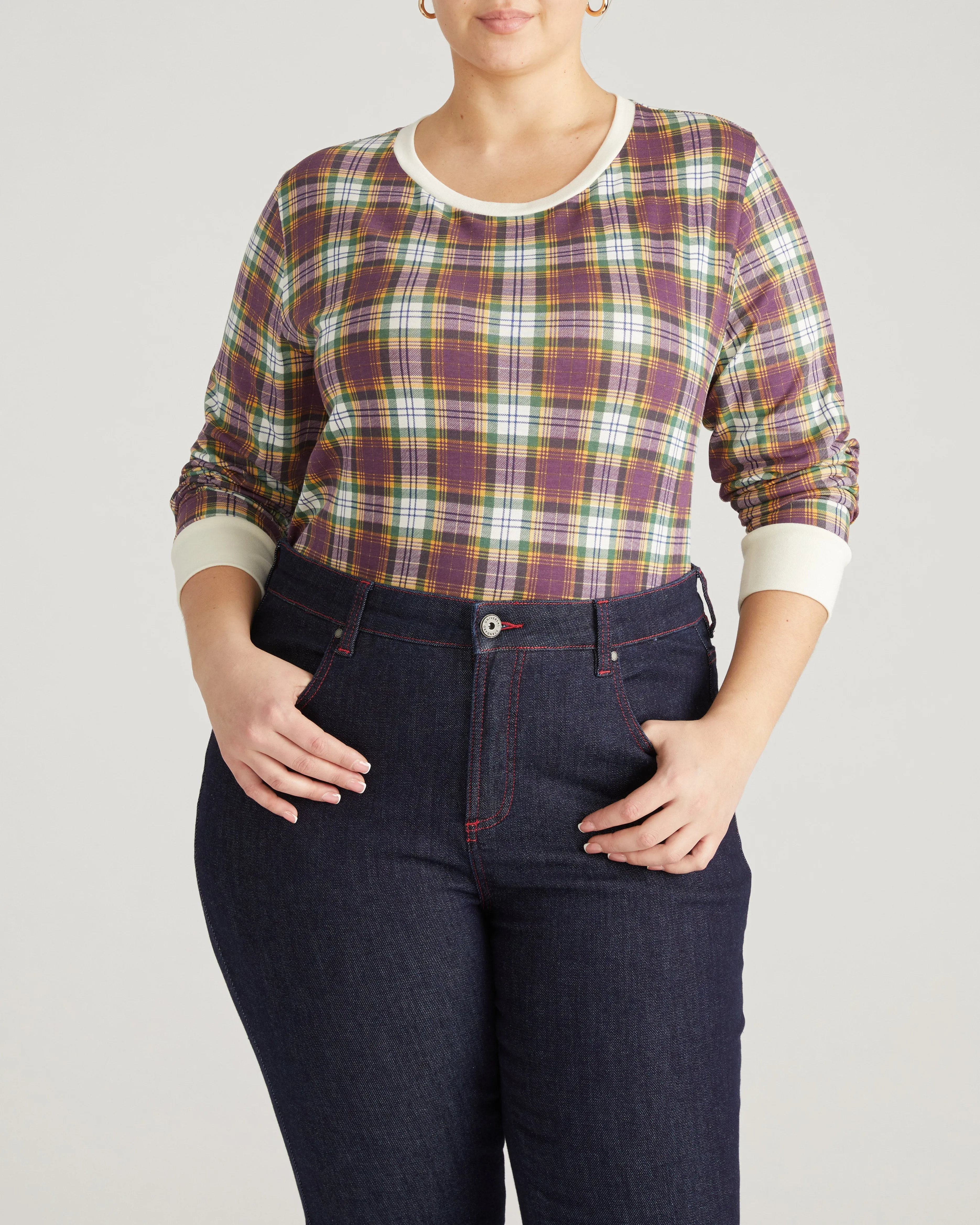 Long Sleeve Tee Rex - Purple Plaid sold by Universal Standard product image thumbnail 2