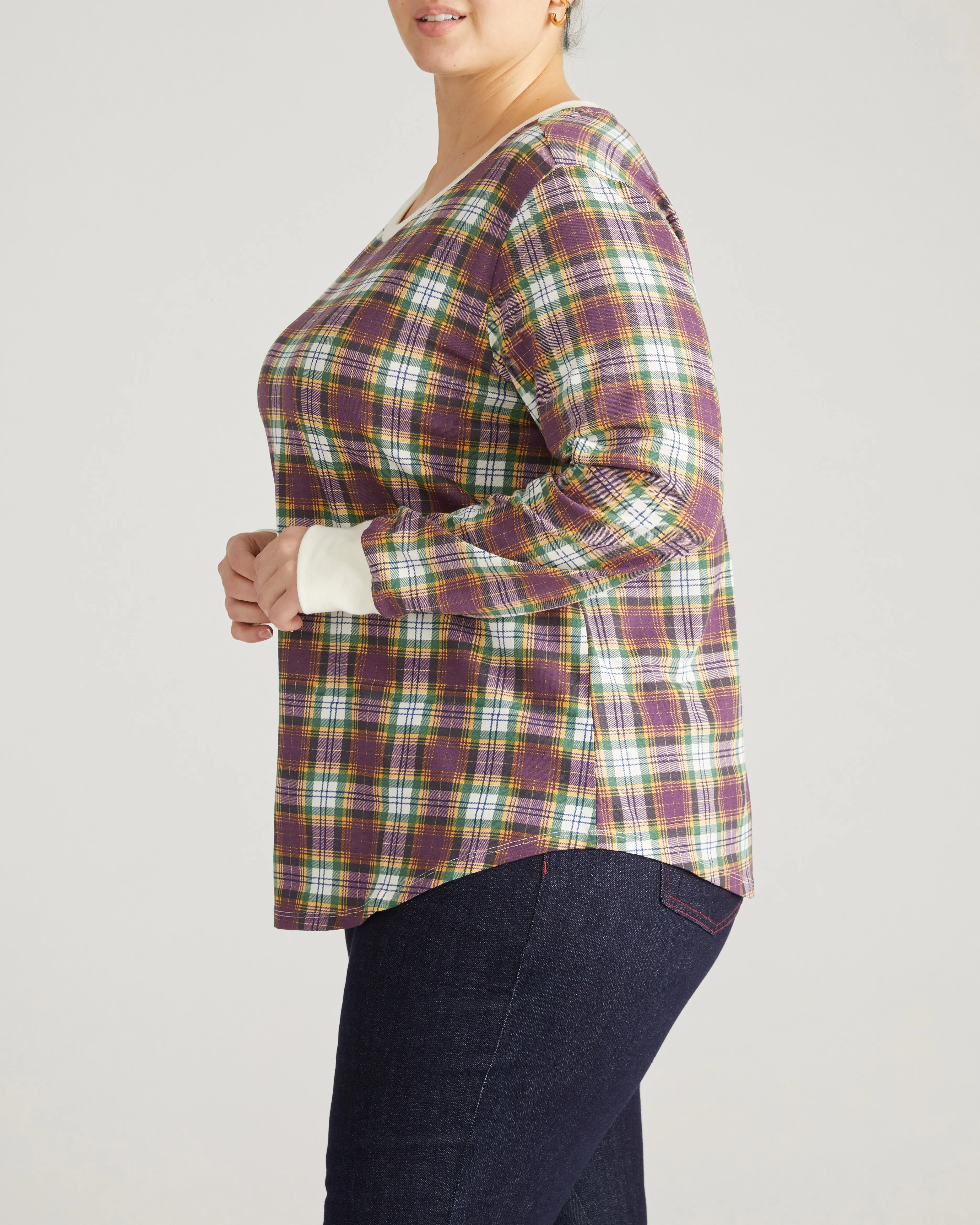 Long Sleeve Tee Rex - Purple Plaid sold by Universal Standard product image thumbnail 3