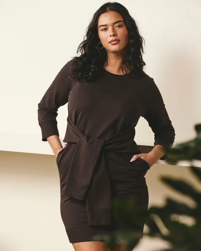 Misa Tie Sweatshirt Dress - Deep Brown sold by Universal Standard