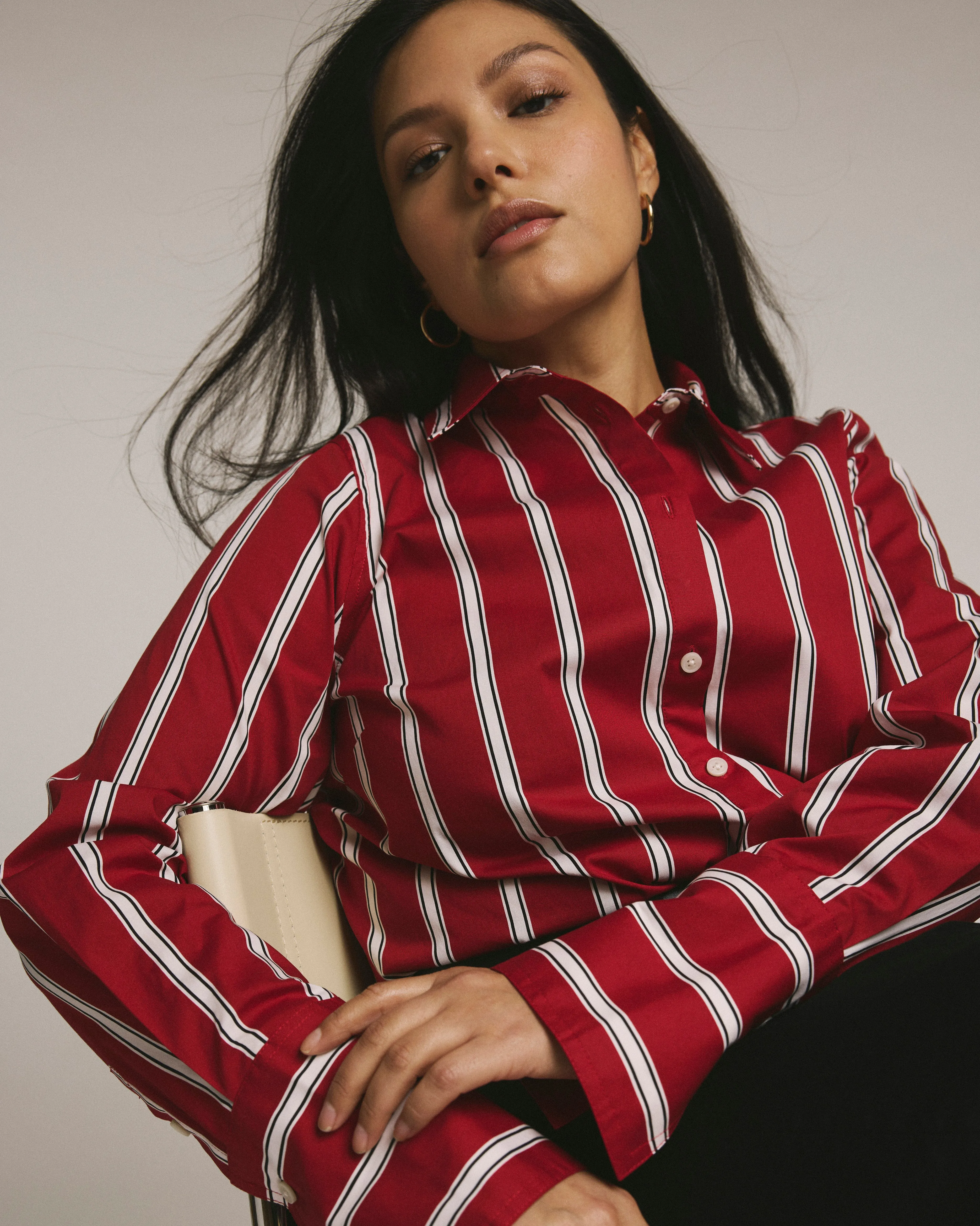 Henning x US Madison Shirt - Red/Black/White Stripe sold by Universal Standard