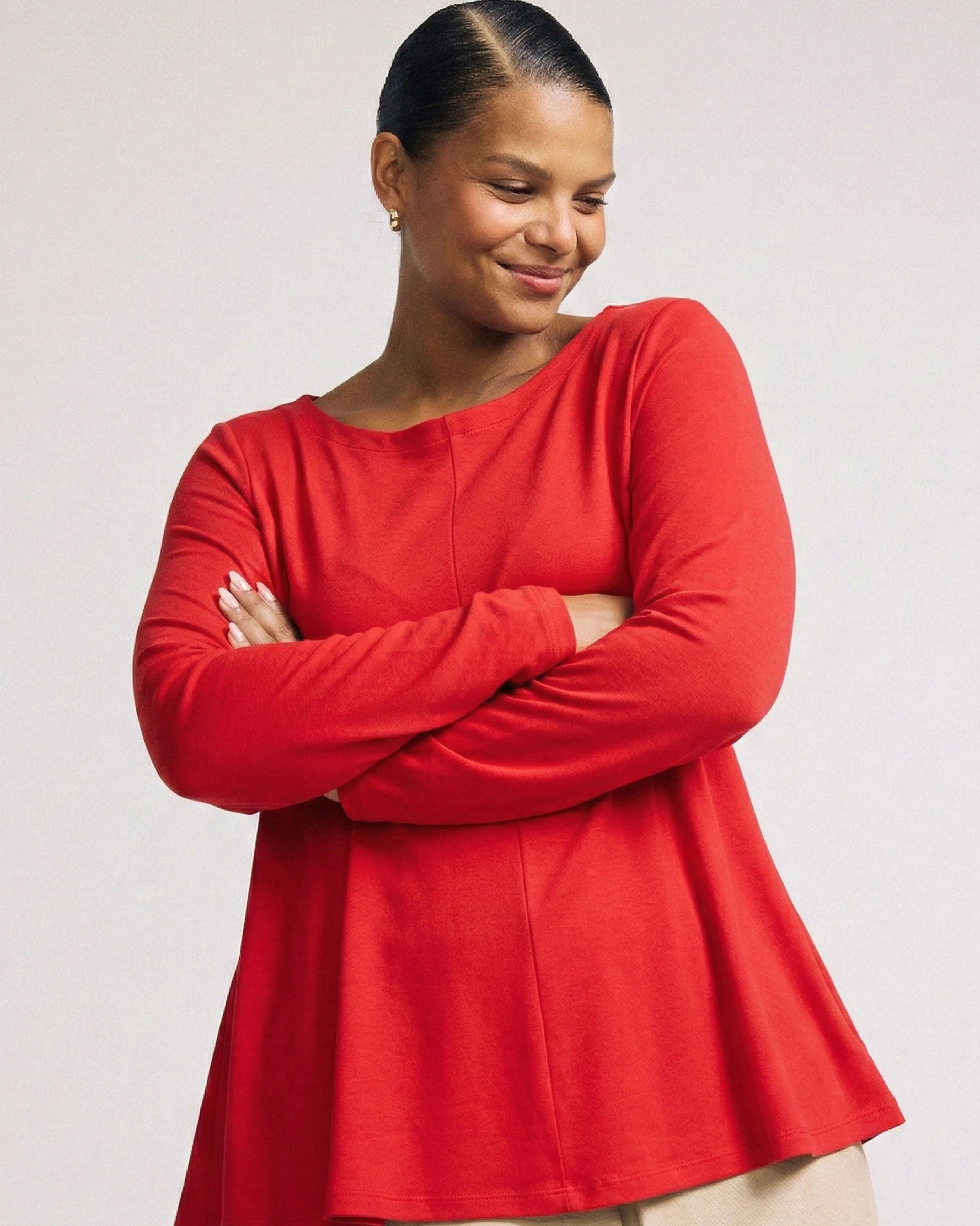 Cassandra Divine Jersey Top - Lipstick sold by Universal Standard