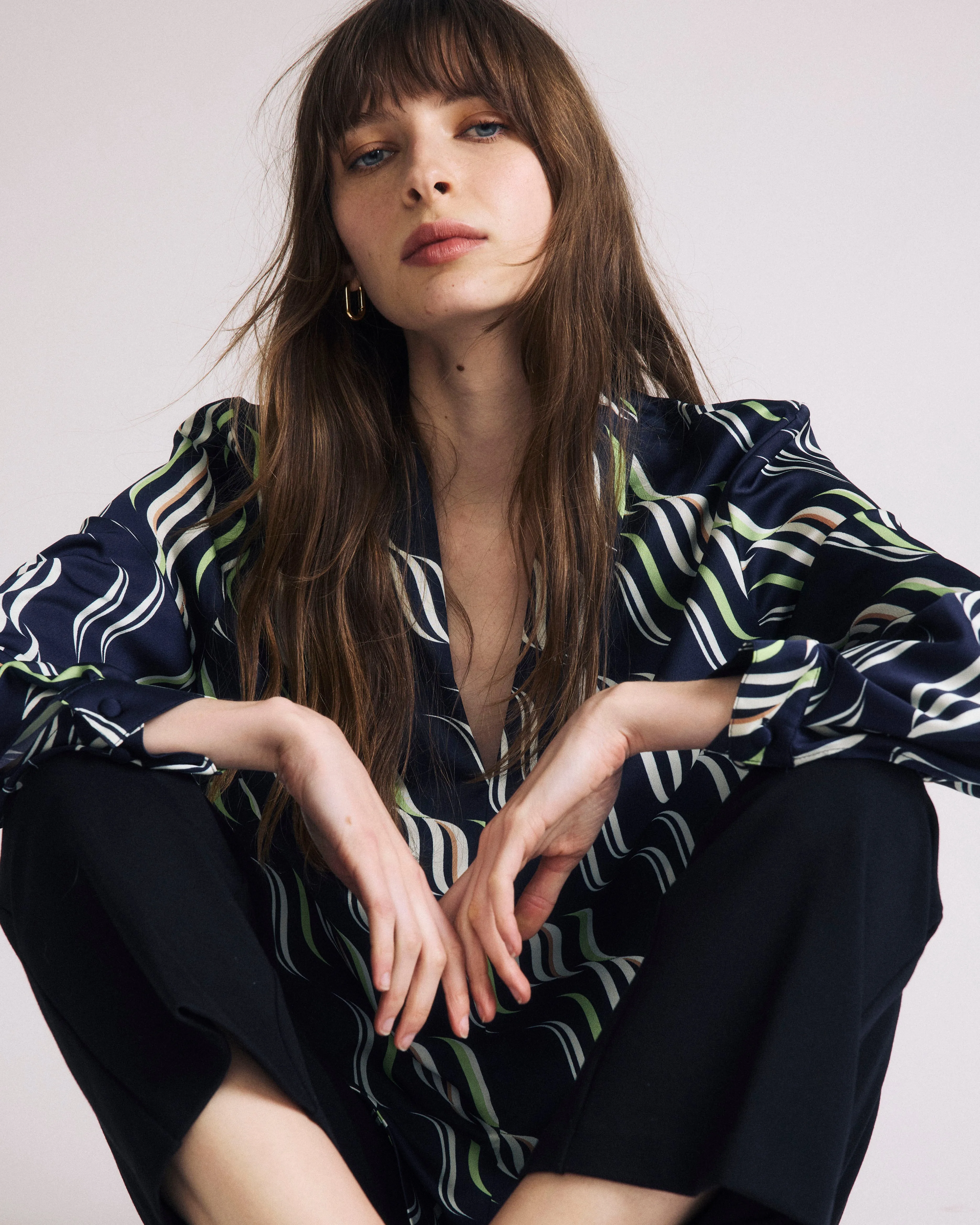 Georgette Satin Cambria Blouse - Paddington Ribbon Print sold by Universal Standard product image thumbnail 3