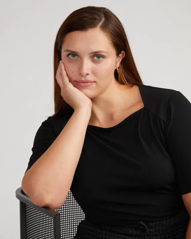 Envelope Neck Viscose Jersey Top - Black sold by Universal Standard