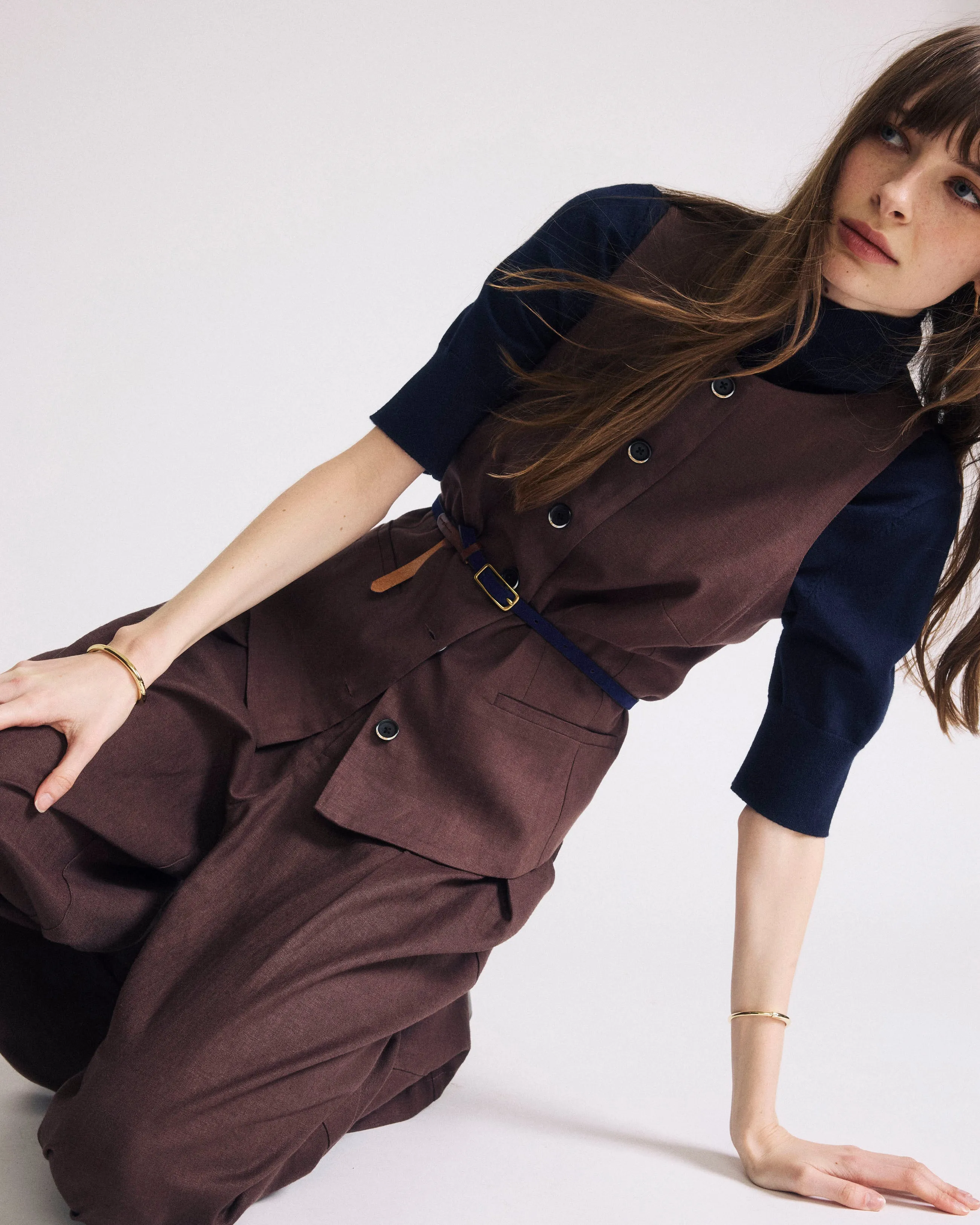 Tamsin Stretch Linen Vest - Sophisticated Brown sold by Universal Standard product image thumbnail 2