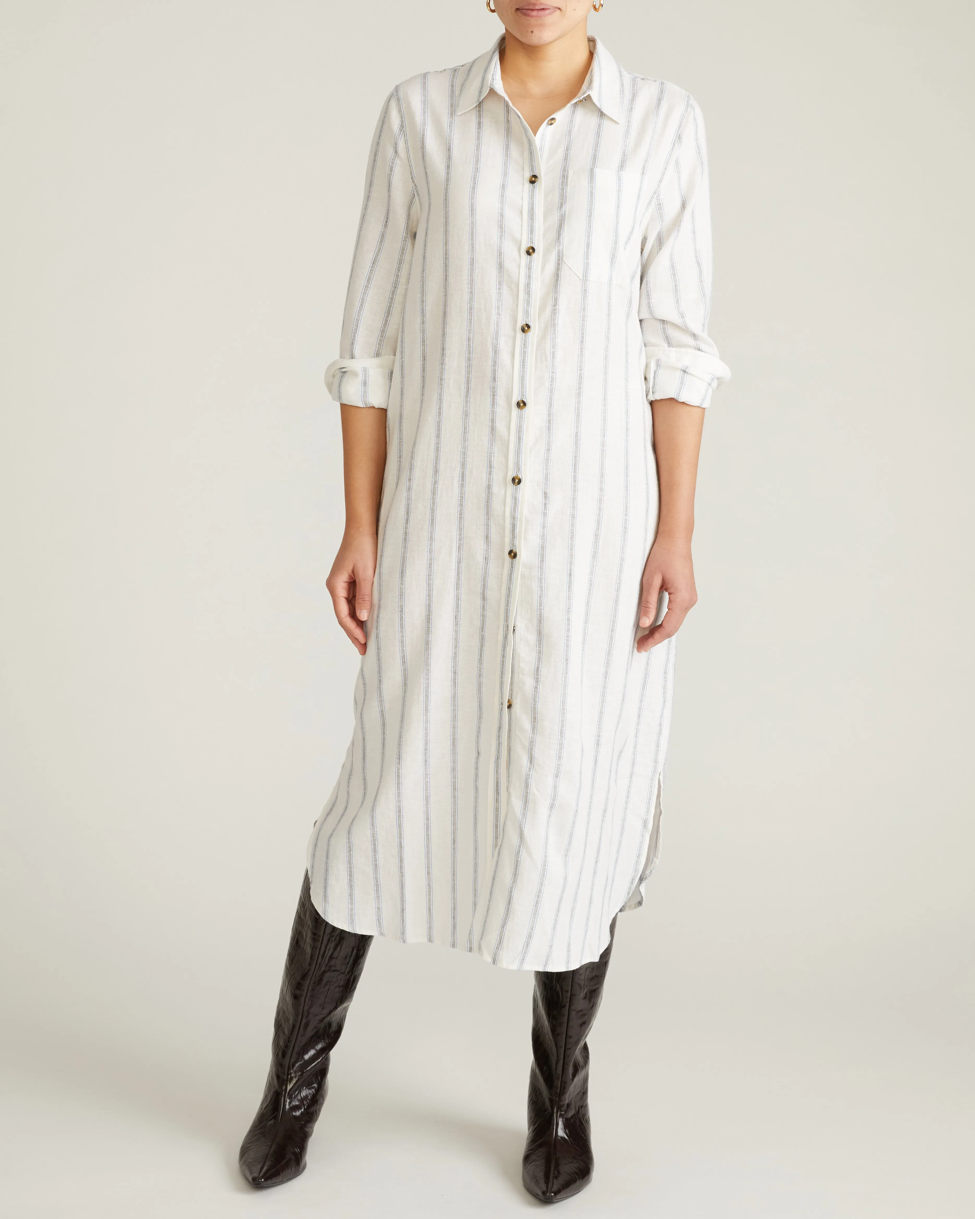 Odeon Linen Shirtdress - Mayfair Stripe sold by Universal Standard product image thumbnail 3