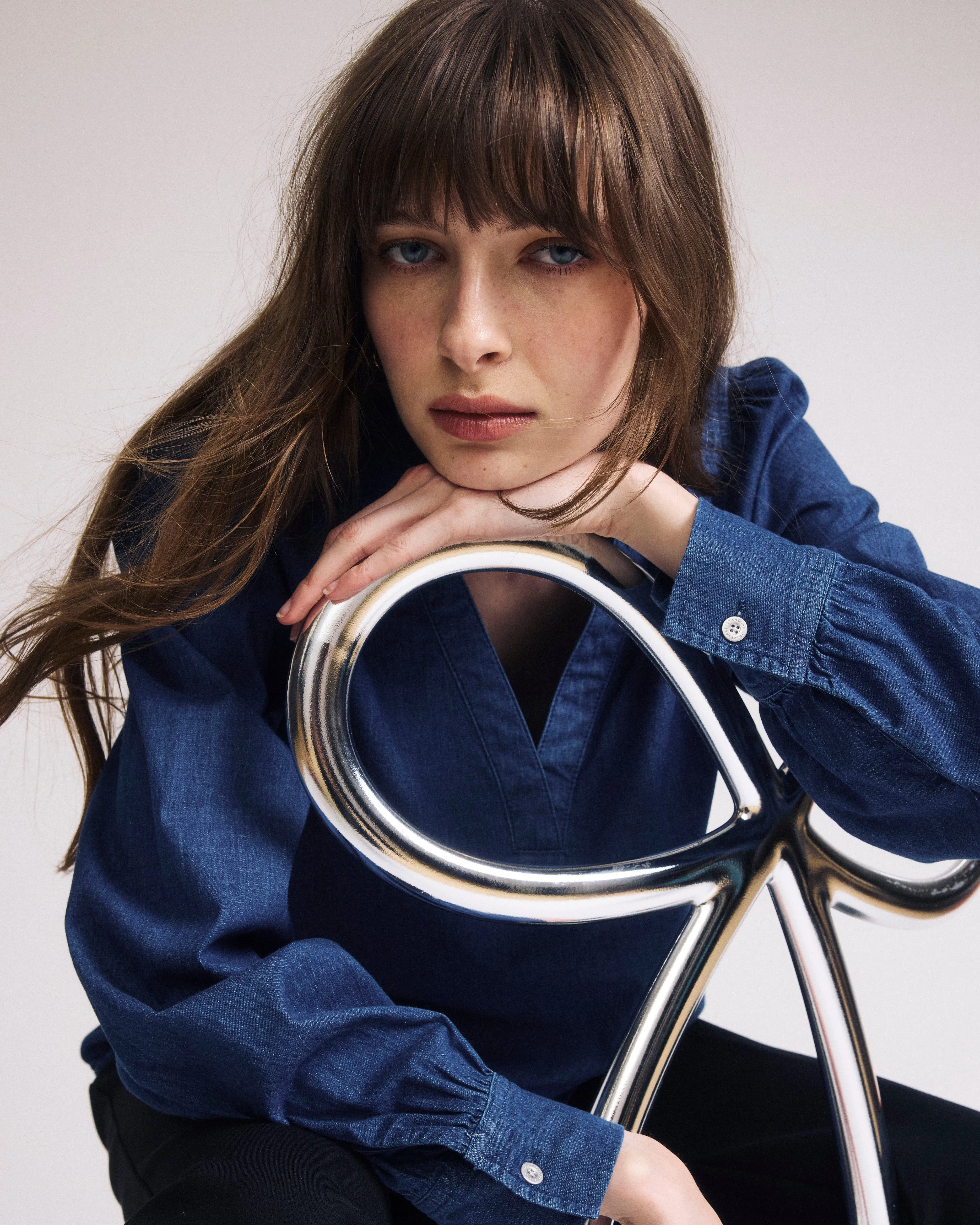 Maisie Cotton Chambray Blouse - Vintage Indigo sold by Universal Standard product image thumbnail 4