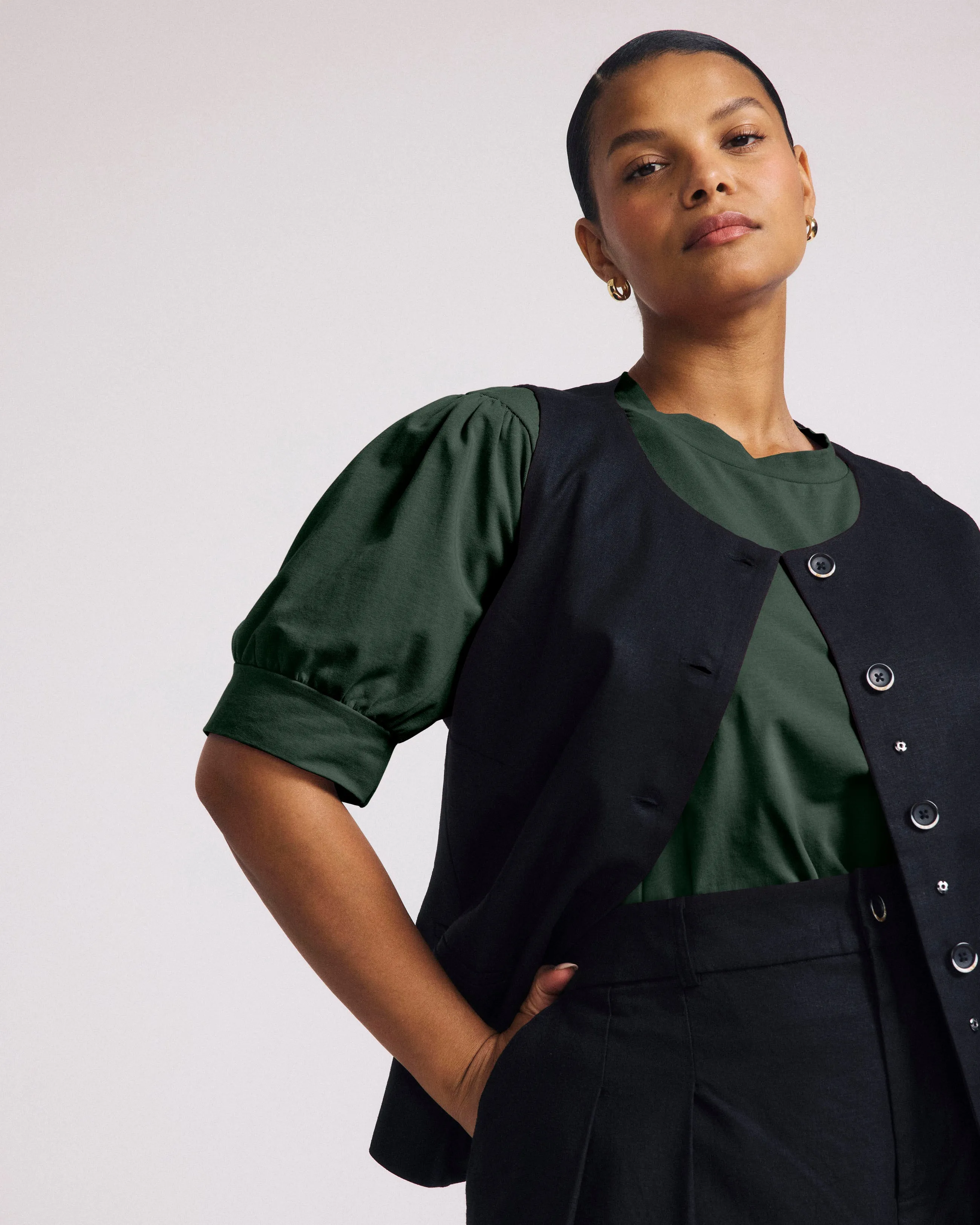 Pouf Sleeve Tee - Forest Green sold by Universal Standard