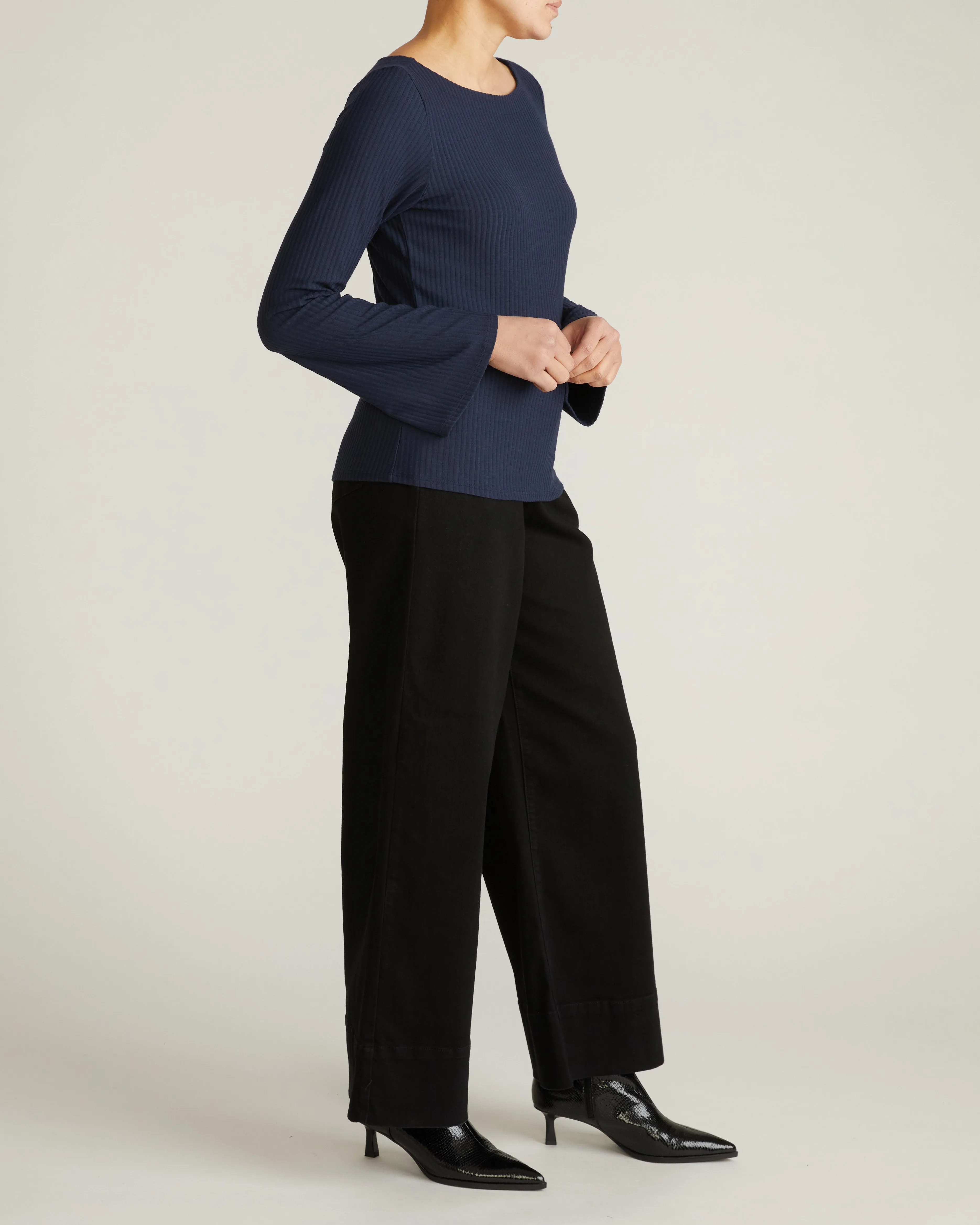 Yasmin Flare Sleeve Ribbed Top - Midnight sold by Universal Standard product image thumbnail 3