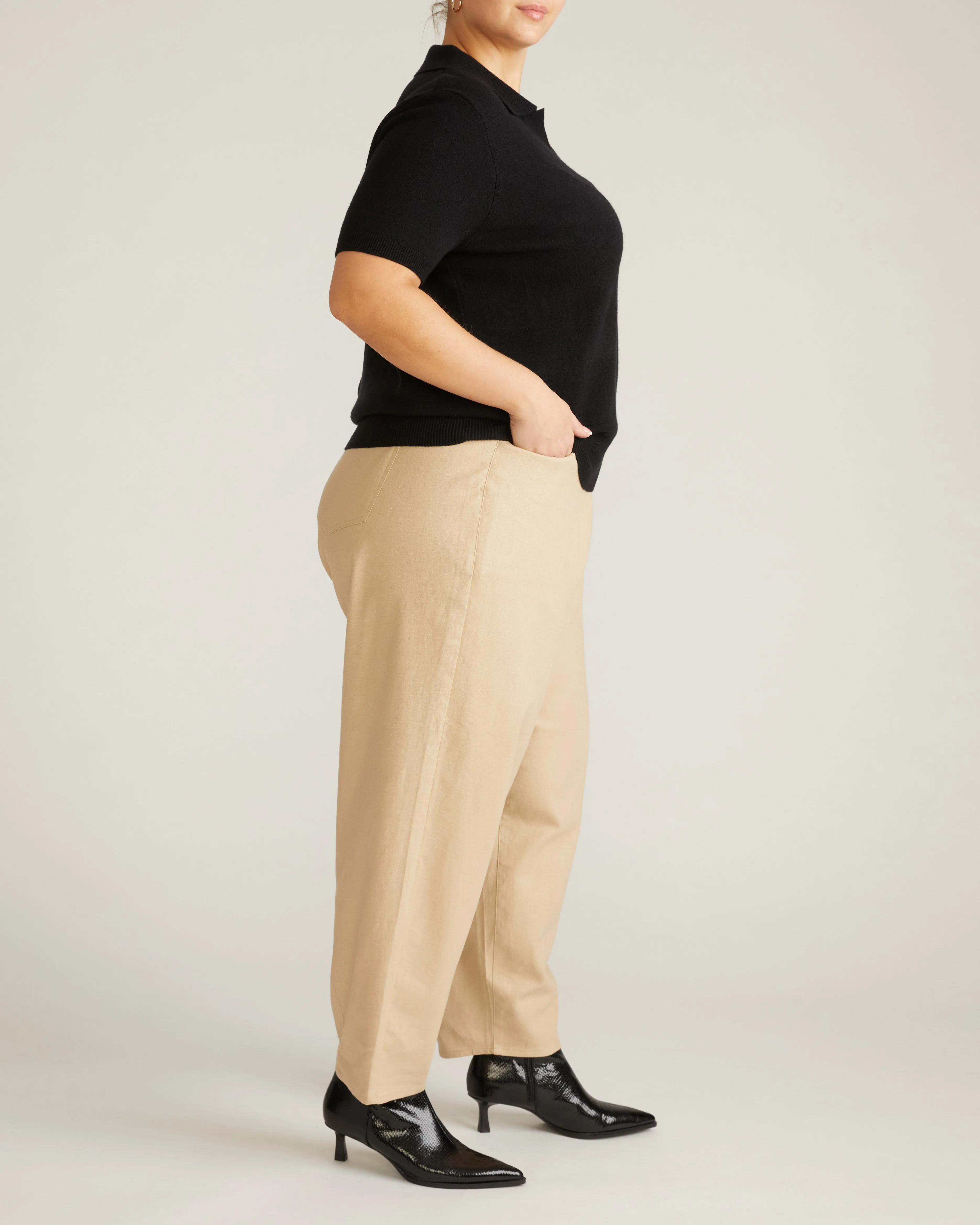 Savvy Fine Knit Short Sleeve Polo Sweater - Black sold by Universal Standard product image thumbnail 3