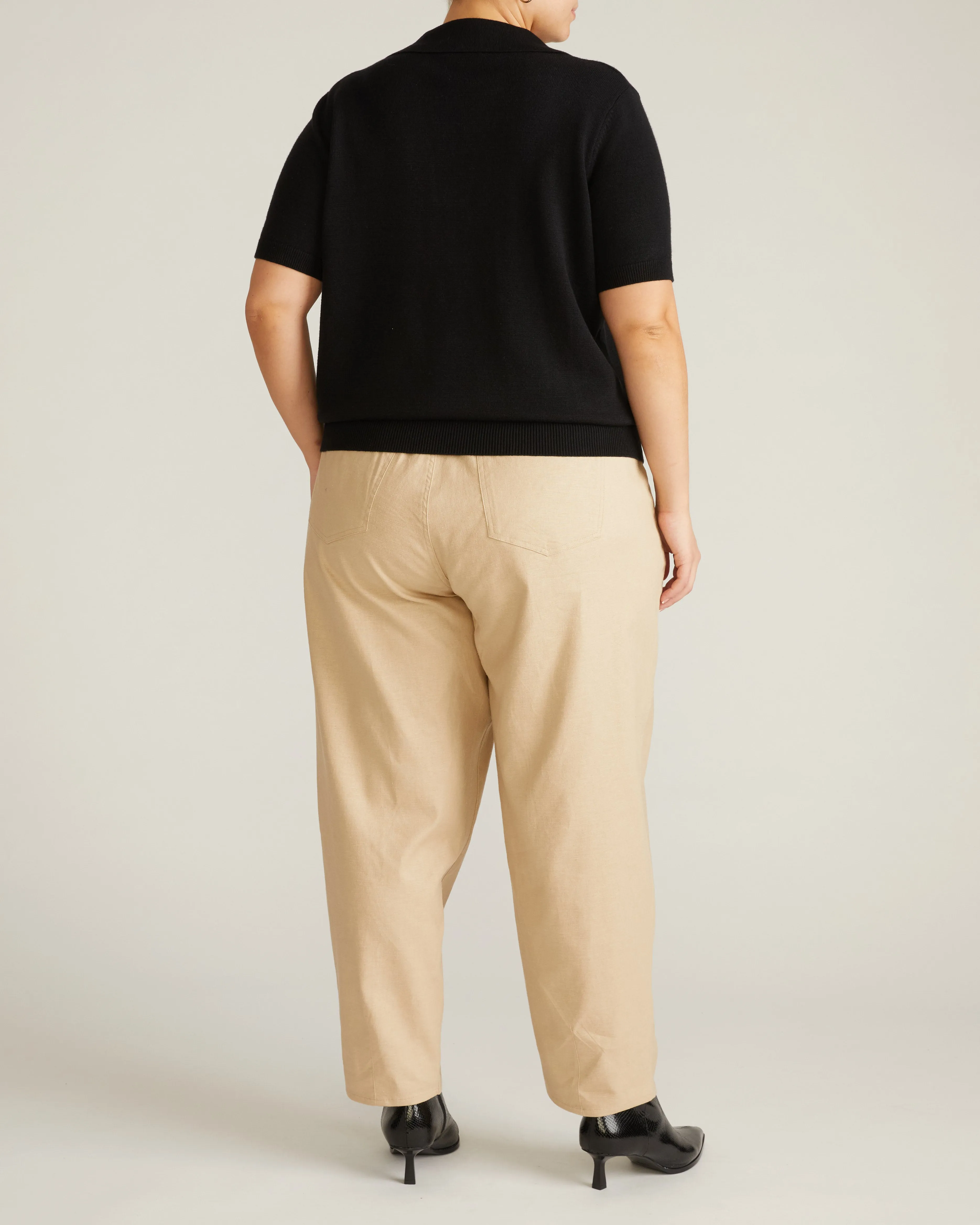 Savvy Fine Knit Short Sleeve Polo Sweater - Black sold by Universal Standard product image thumbnail 4