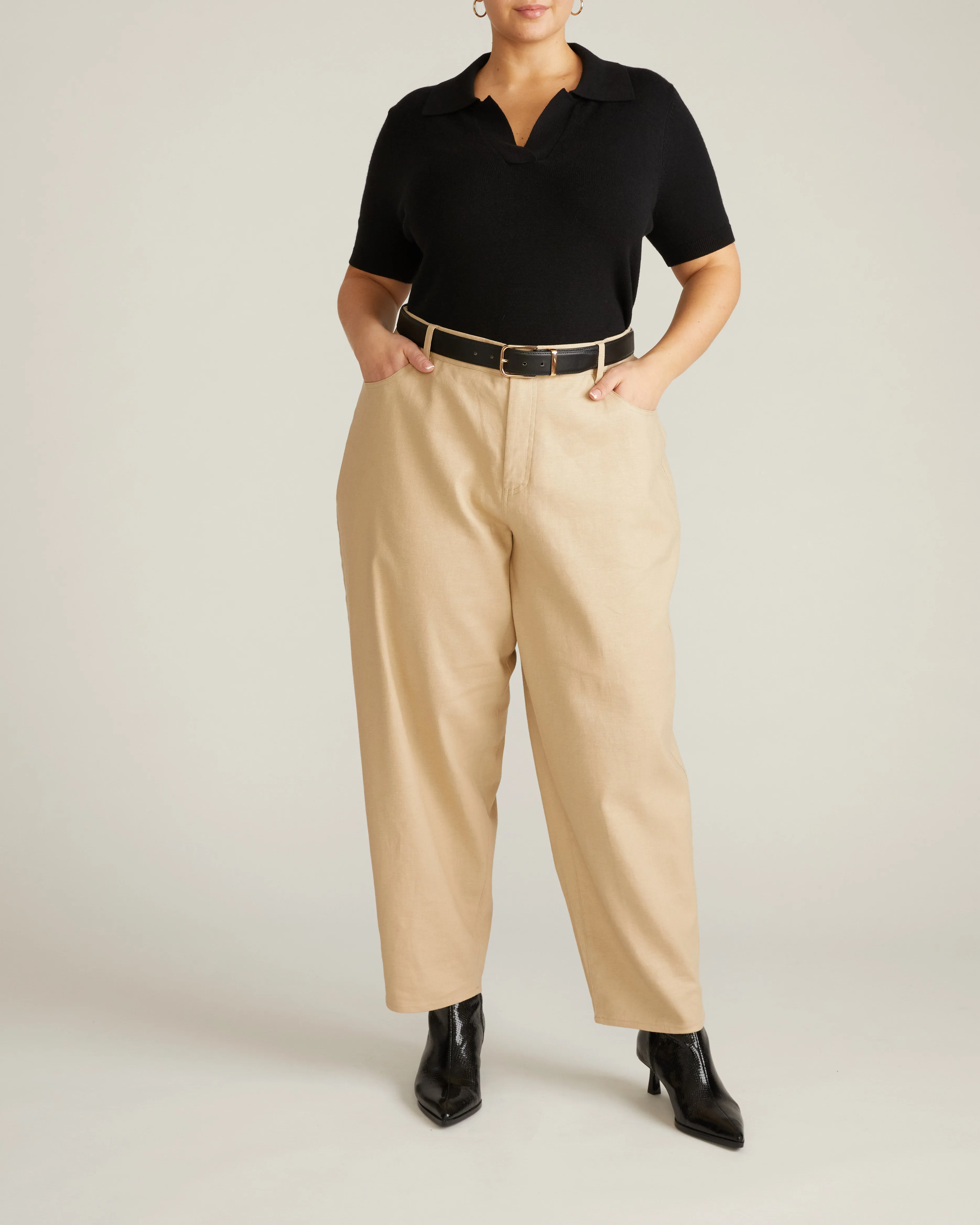 Savvy Fine Knit Short Sleeve Polo Sweater - Black sold by Universal Standard product image thumbnail 2