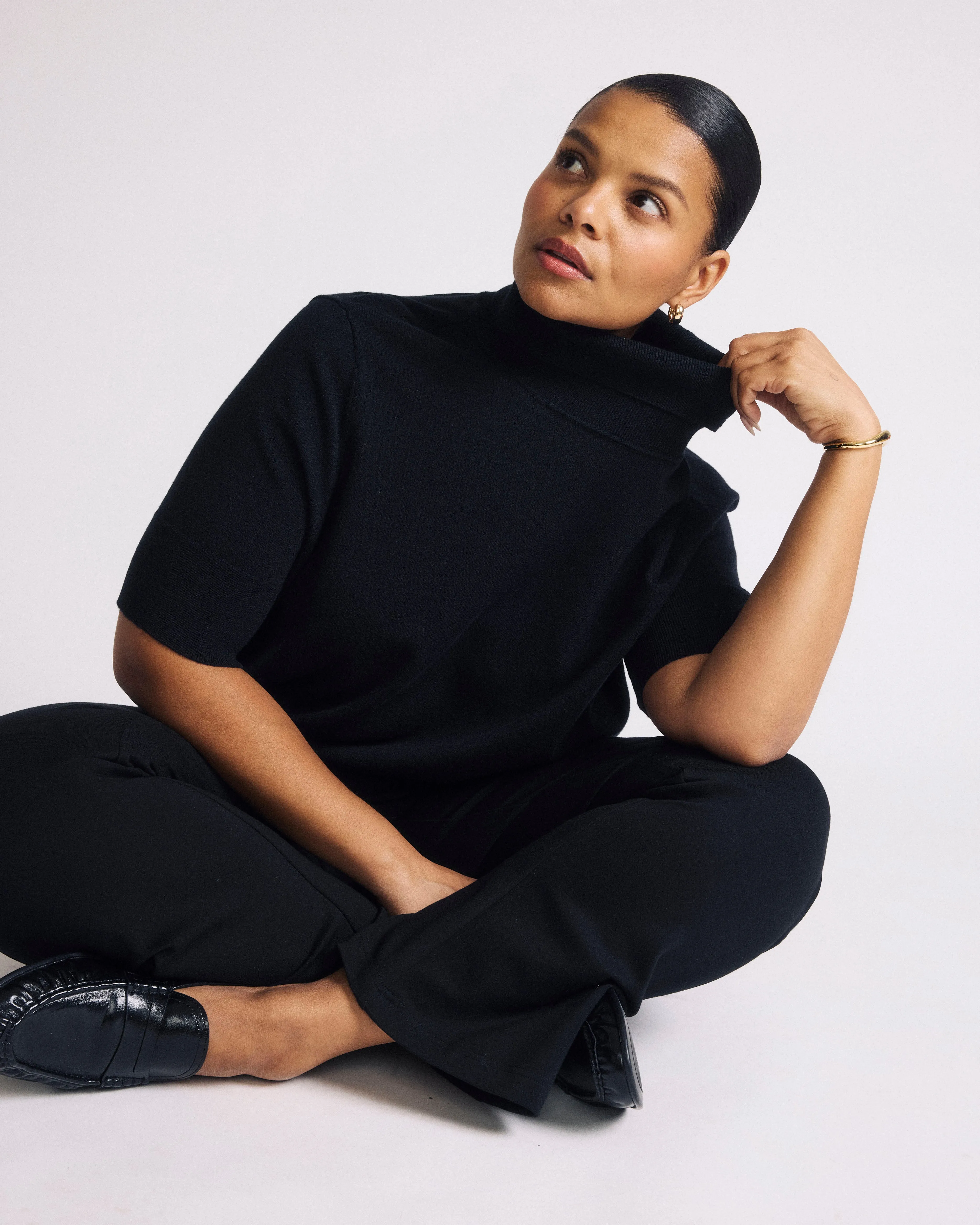 Savvy Fine Knit Turtleneck Sweater Top - Black sold by Universal Standard