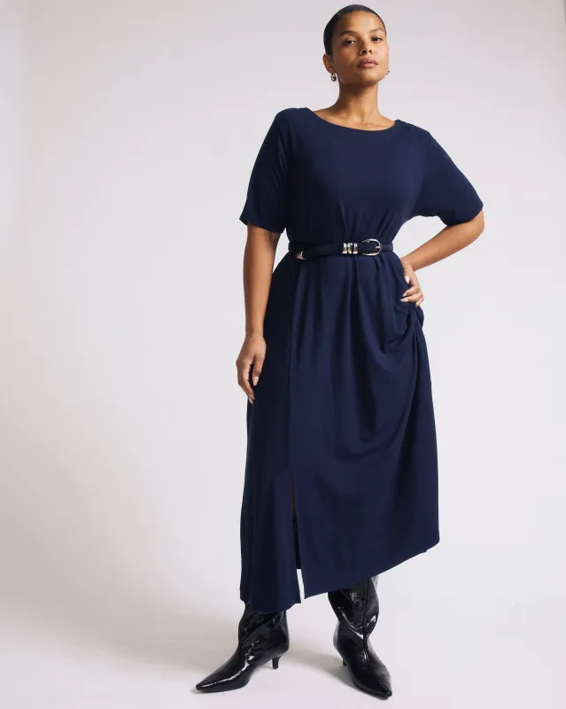 Serena Boatneck Divine Jersey Dress - Midnight sold by Universal Standard