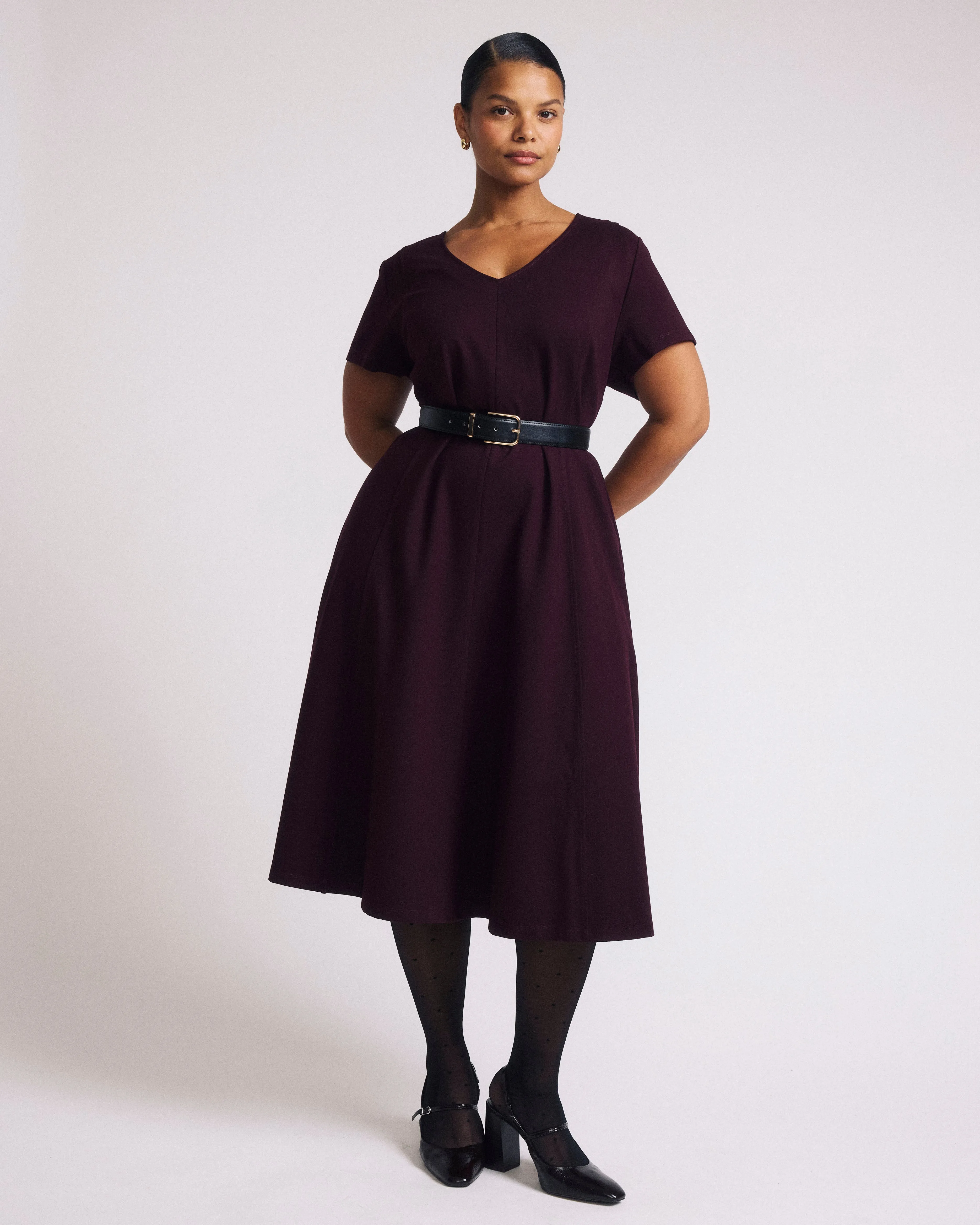 Lucinda Ponte Dress - Black Cherry sold by Universal Standard