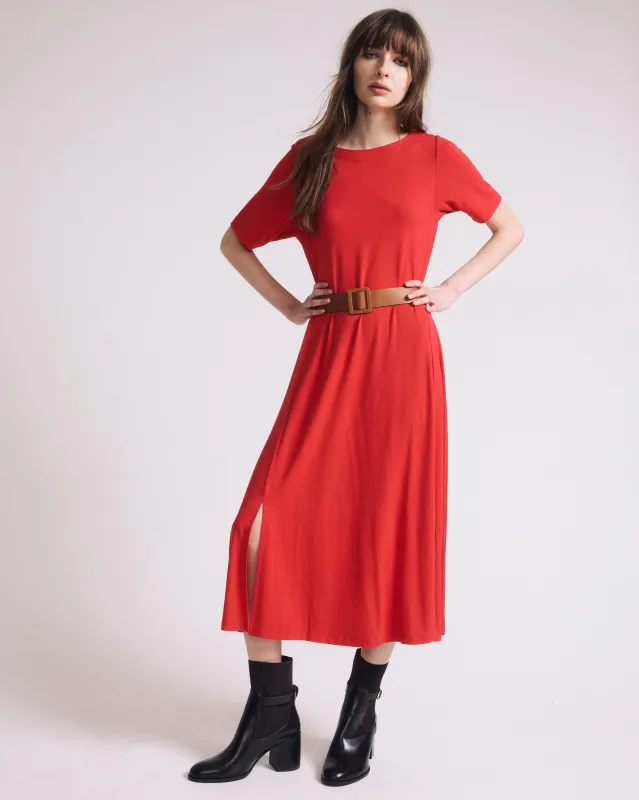 Serena Boatneck Divine Jersey Dress - Lipstick made by Universal Standard