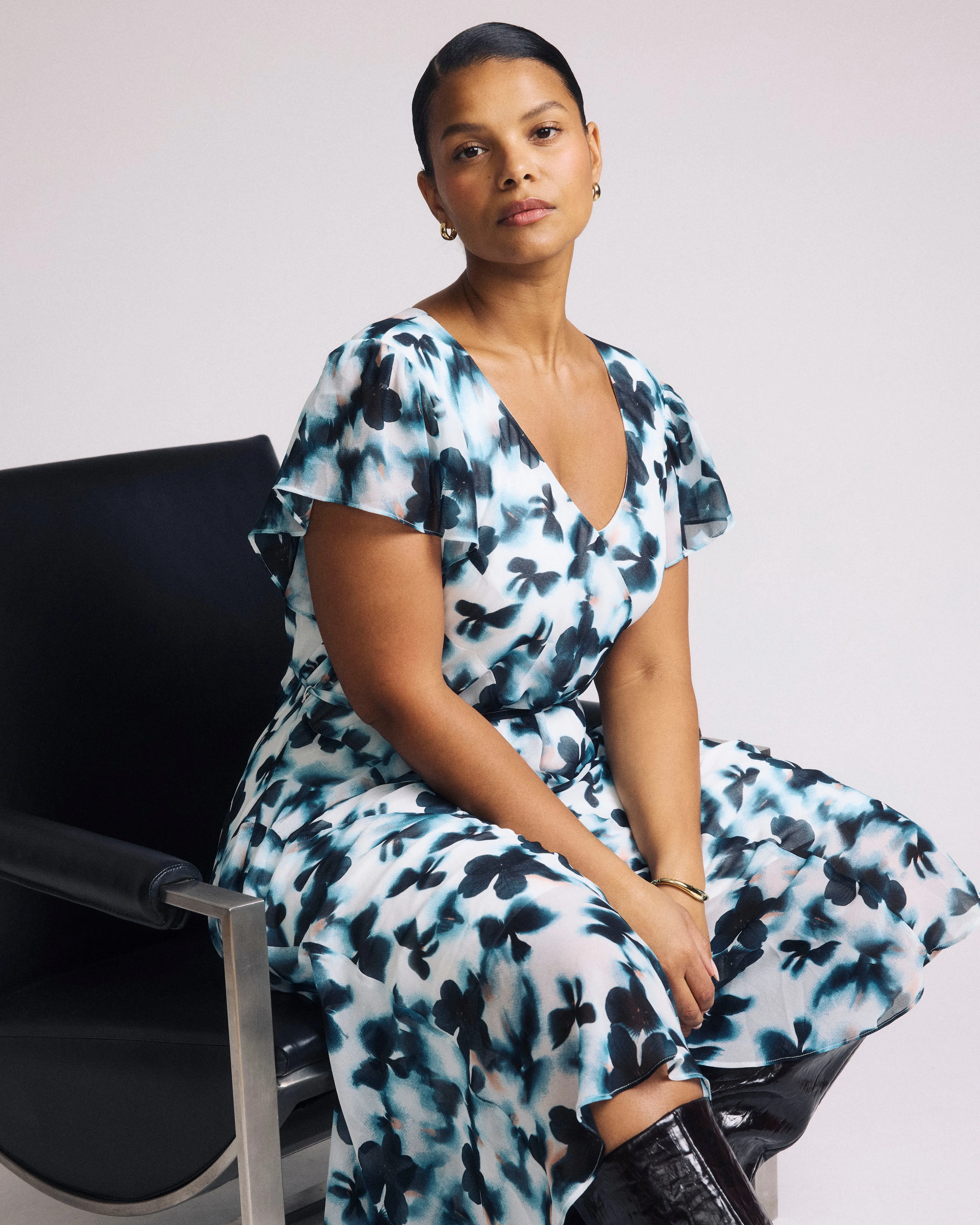 Seville Chiffon Dress - Primrose Hill Print sold by Universal Standard