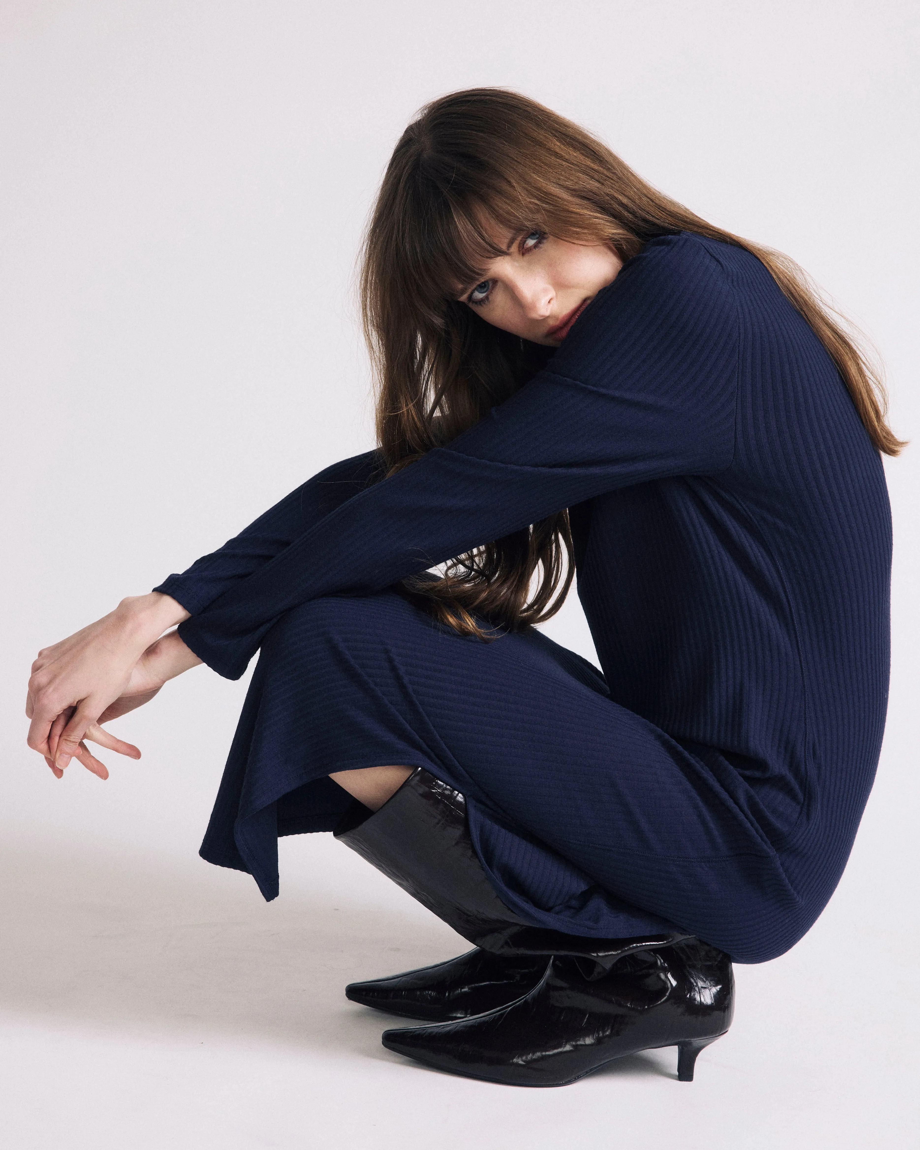 Xenia Ribbed Dress - Midnight sold by Universal Standard